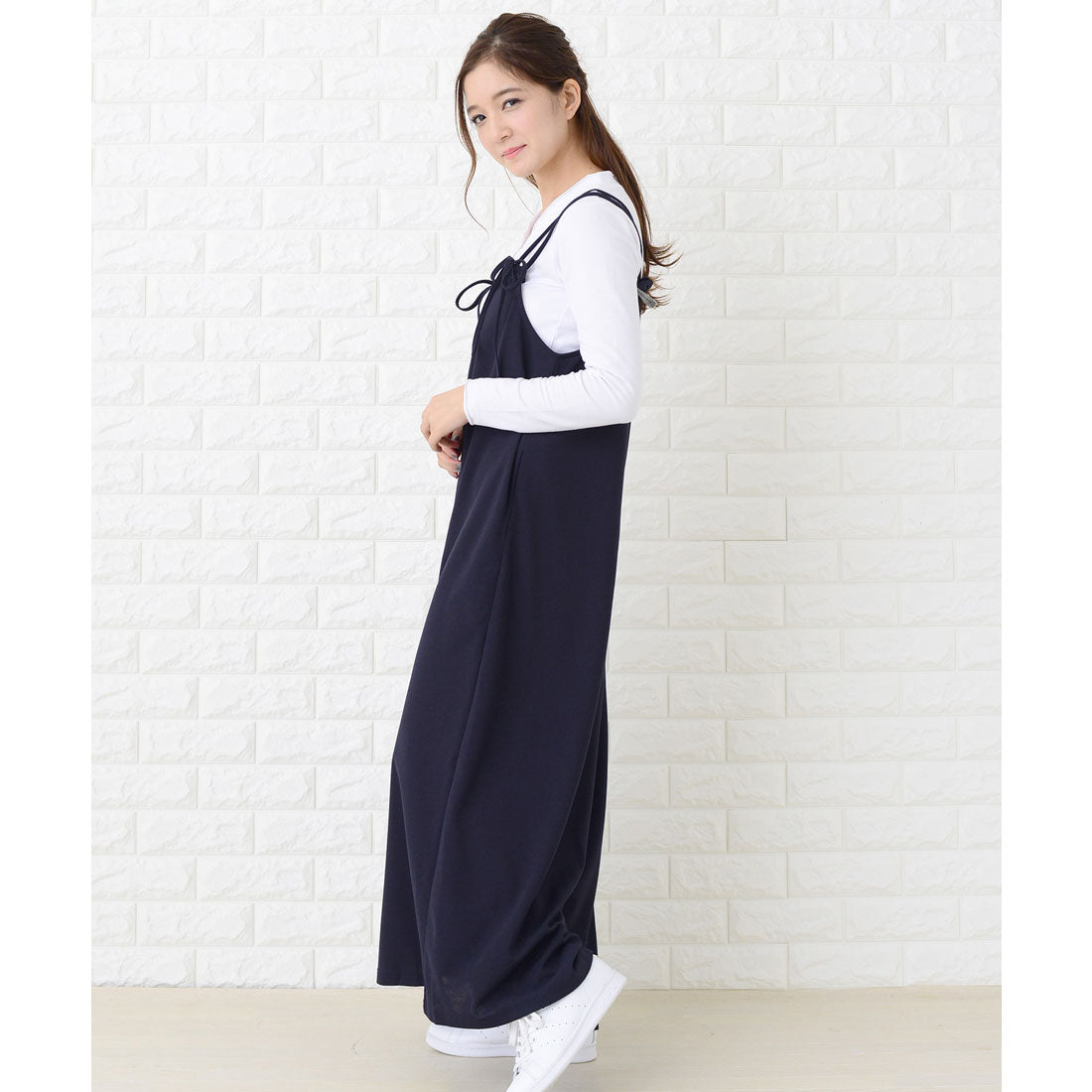 レースレディース Lace Ladies 肩ひもリボン付き サロペットワイドパンツ オールインワン・パンツ