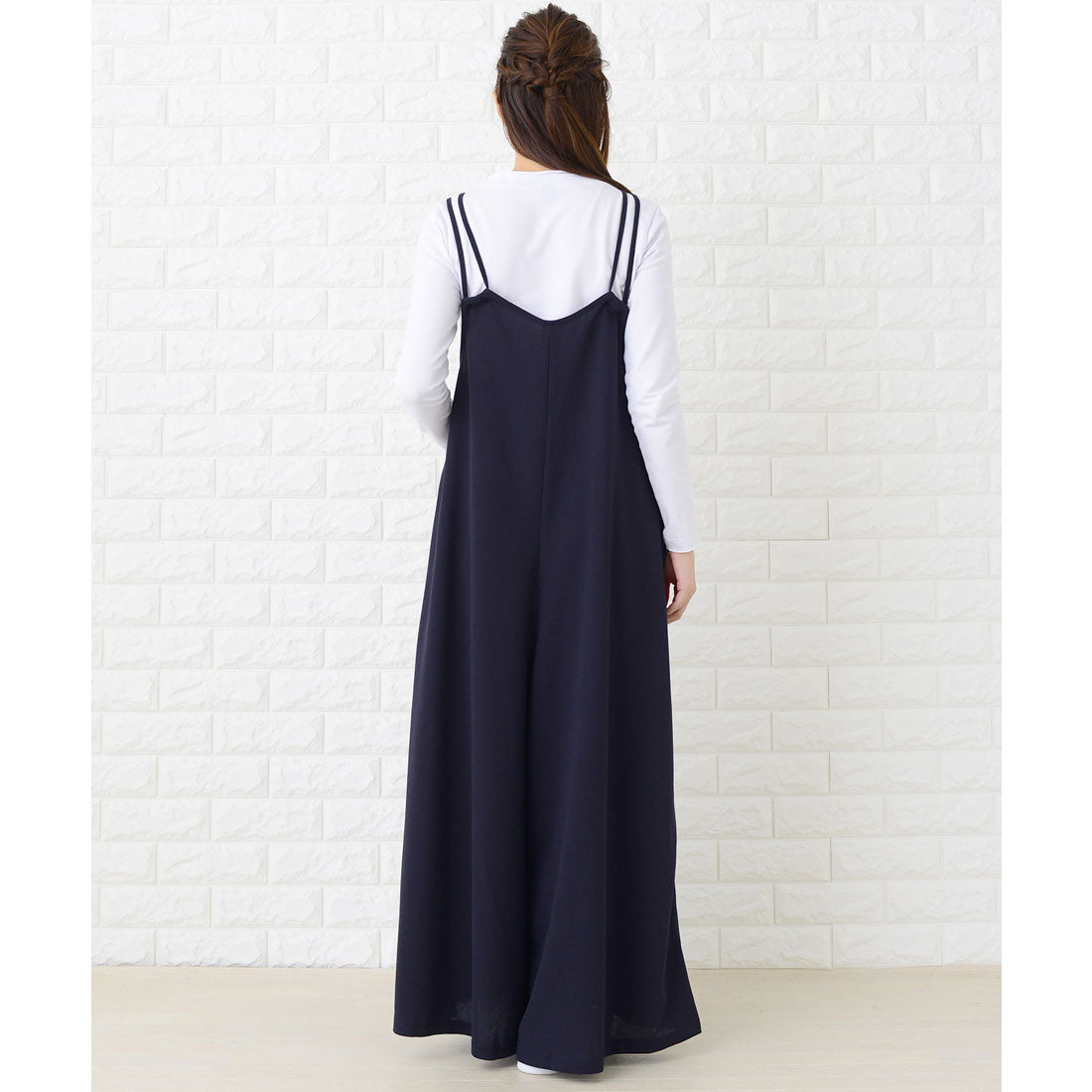 レースレディース Lace Ladies 肩ひもリボン付き サロペットワイドパンツ オールインワン・パンツ
