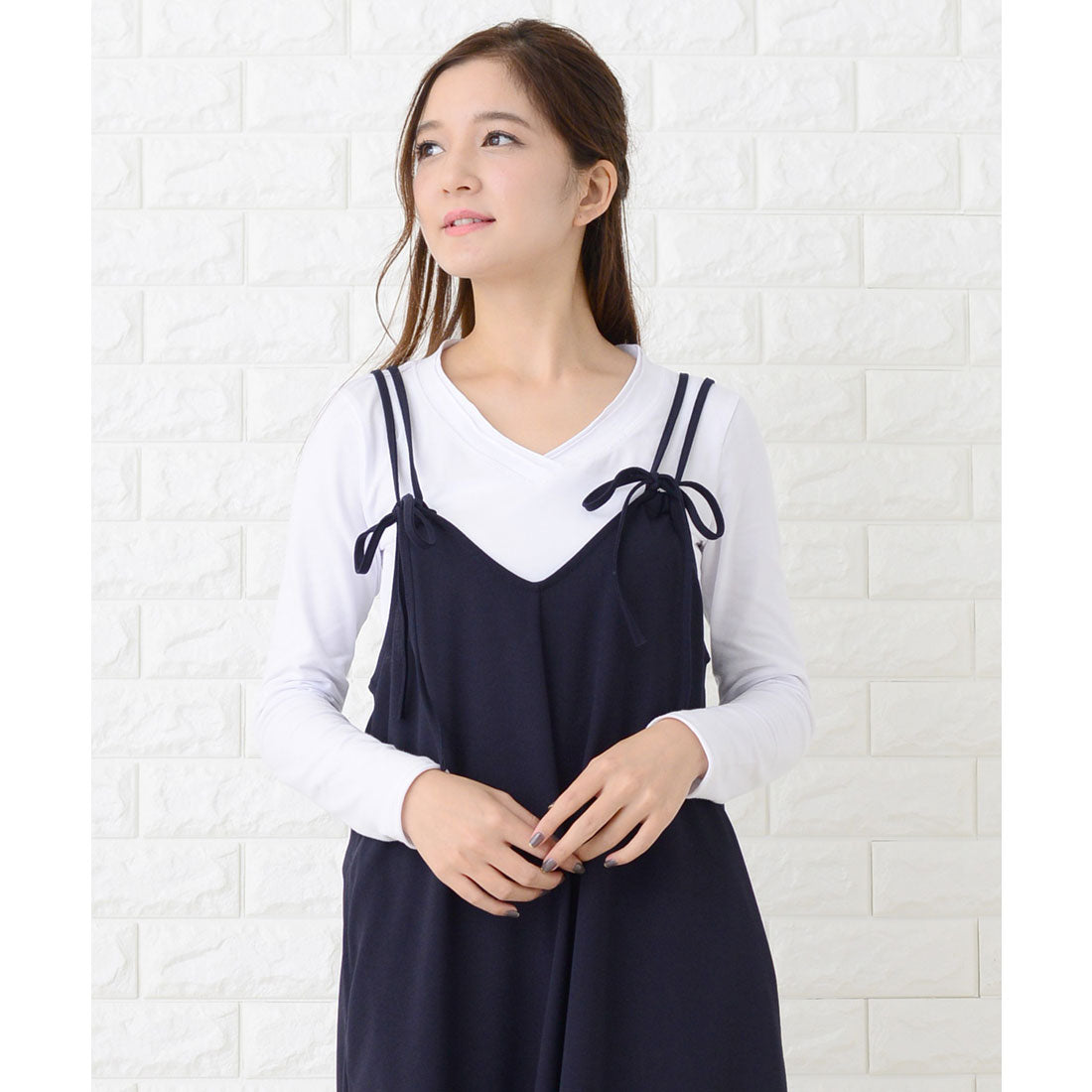 レースレディース Lace Ladies 肩ひもリボン付き サロペットワイドパンツ オールインワン・パンツ