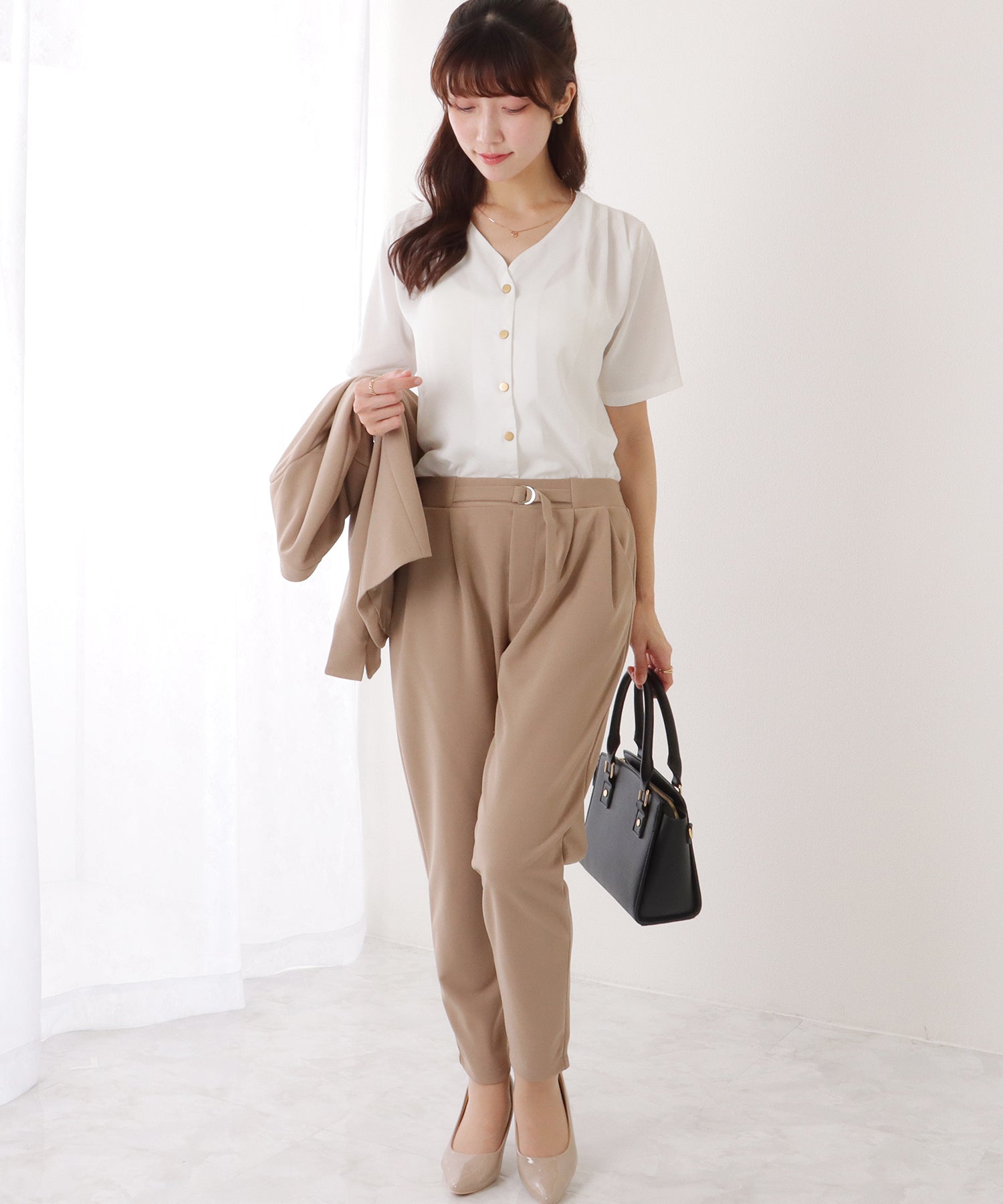 レースレディース Lace Ladies フロント ホック ノーカラー スーツ セットアップ （ネイビー） ネイビー