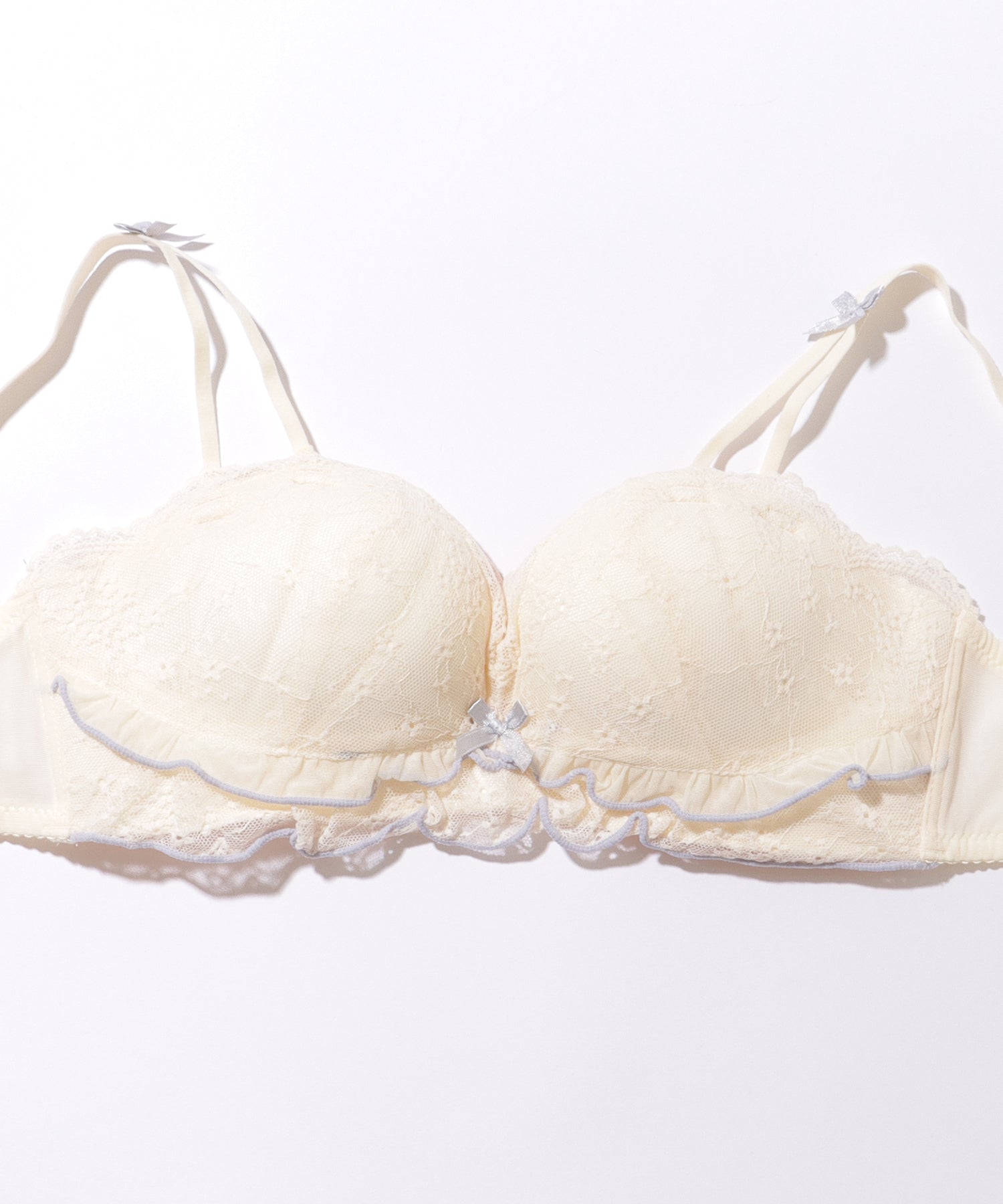 レースレディース Lace Ladies 配色 メロウ レーシィ リボン ブラ&ショーツ【返品不可商品】 （ブルー） ブルー