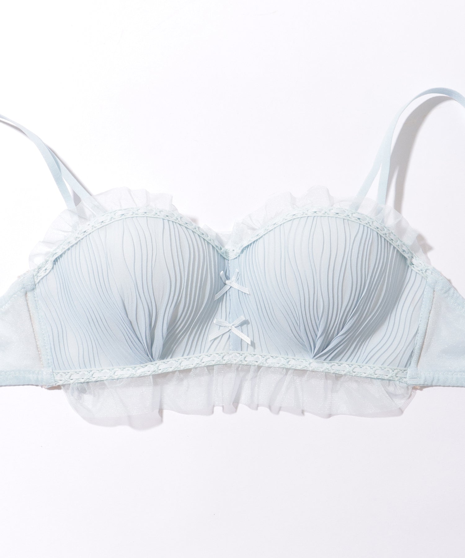 レースレディース Lace Ladies ダブルリボン チュール フリル ノンワイヤー ブラ&ショーツ【返品不可商品】 （ピンク） ピンク