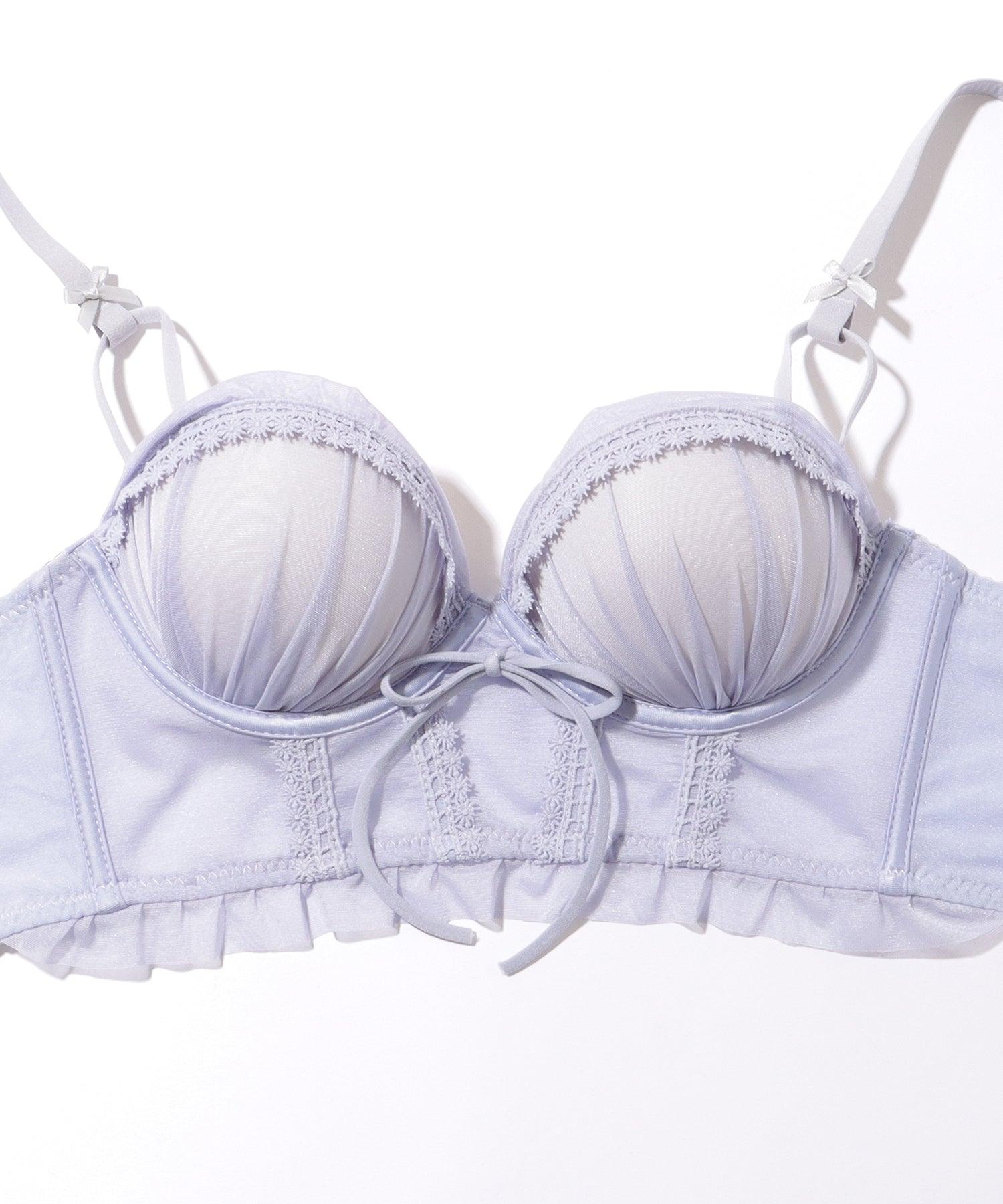 レースレディース Lace Ladies リボン レース 3/4 ビスチェ風 脇高 ブラ&ショーツ【返品不可商品】 （アイボリー） アイボリー