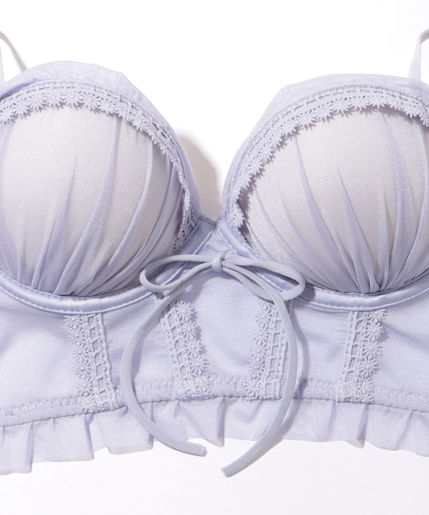レースレディース Lace Ladies リボン レース 3/4 ビスチェ風 脇高 ブラ&ショーツ【返品不可商品】 （アイボリー） アイボリー