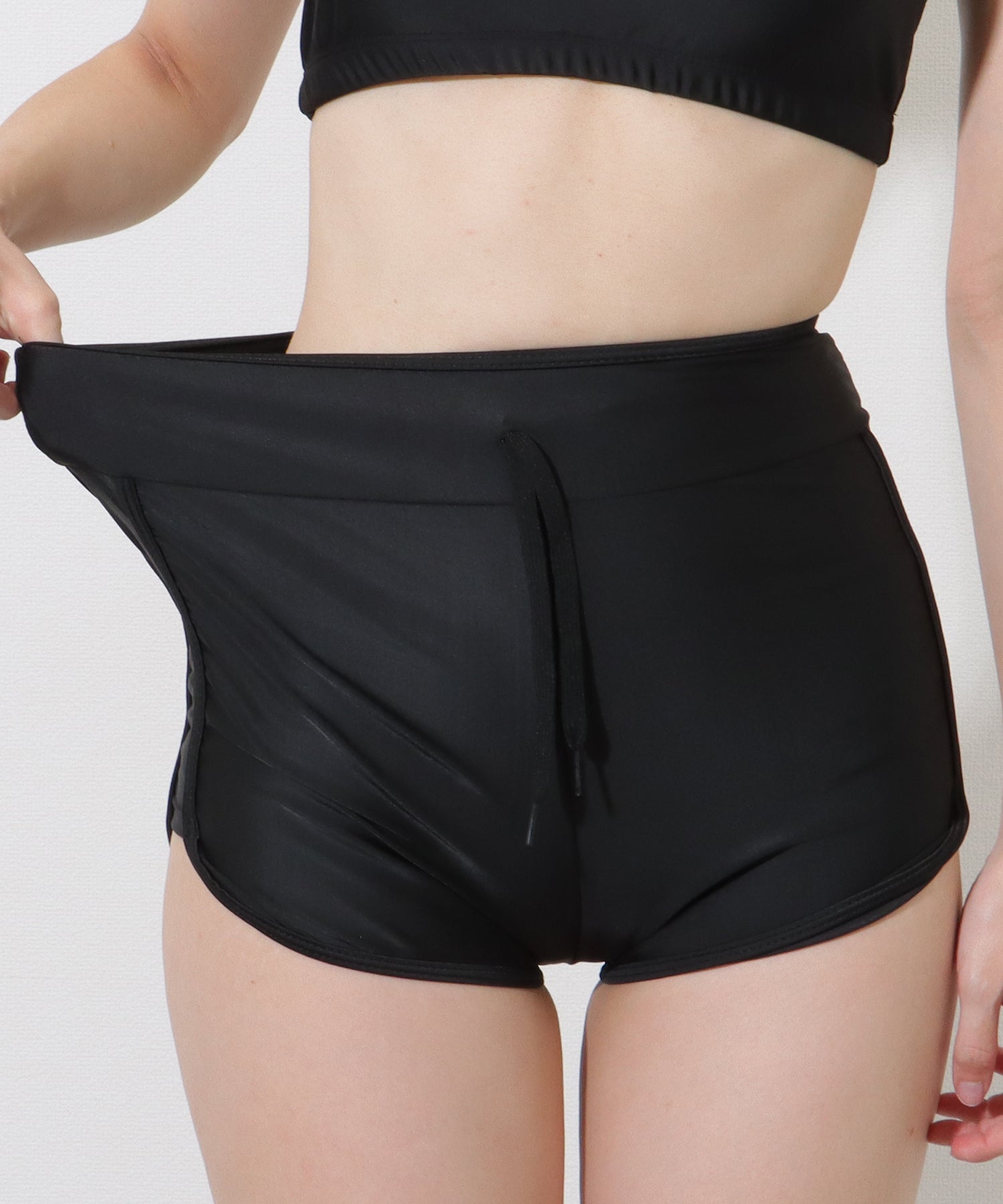 レースレディース Lace Ladies 【5点セット】ボーター柄 トップス付き ベーシック ラッシュガード 【返品不可商品】 （ブラック） ブラック