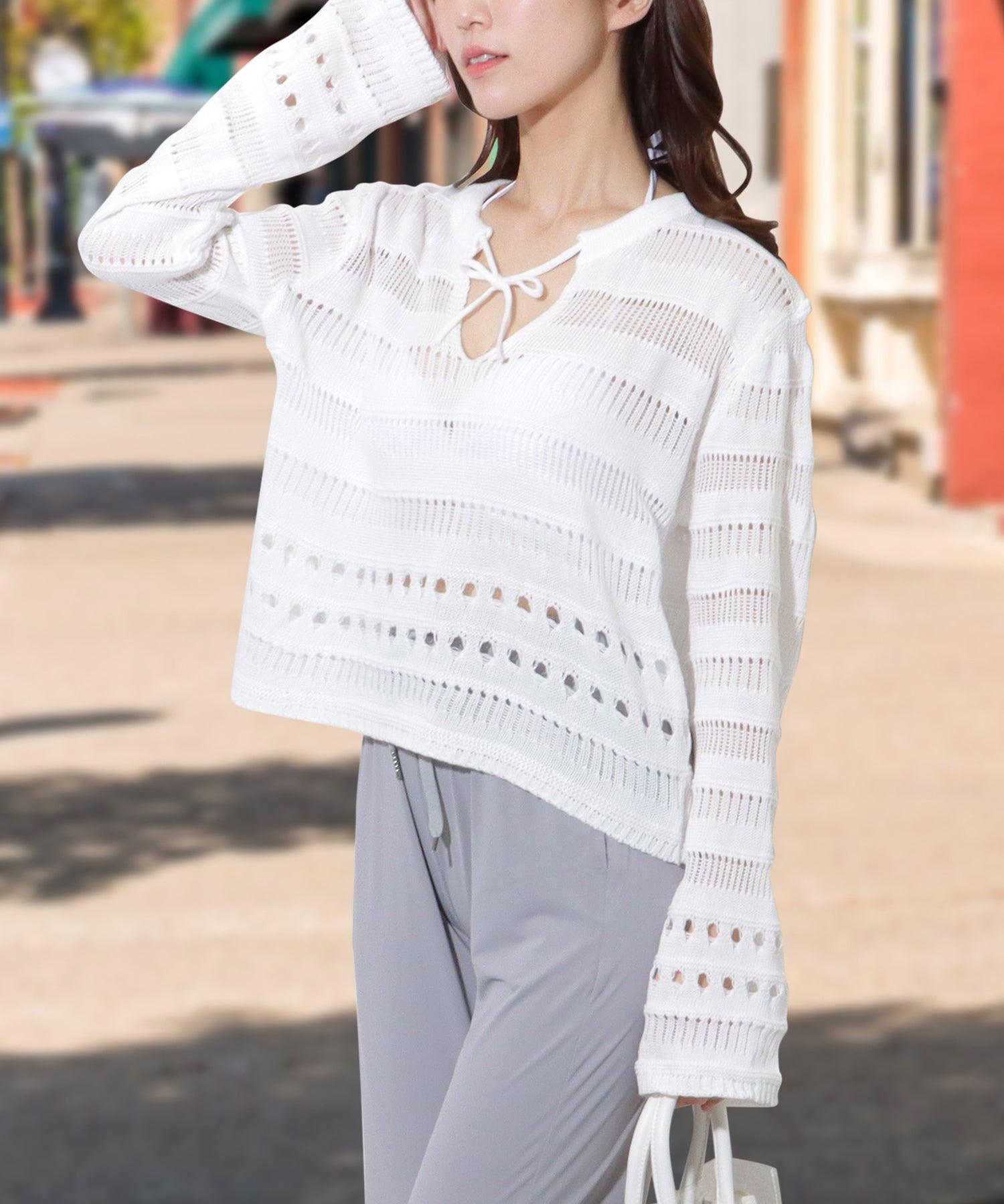 レースレディース Lace Ladies 【4点セット】透かし ニット付き ビキニ ラッシュ セットアップ【返品不可商品】 （ホワイト） ホワイト