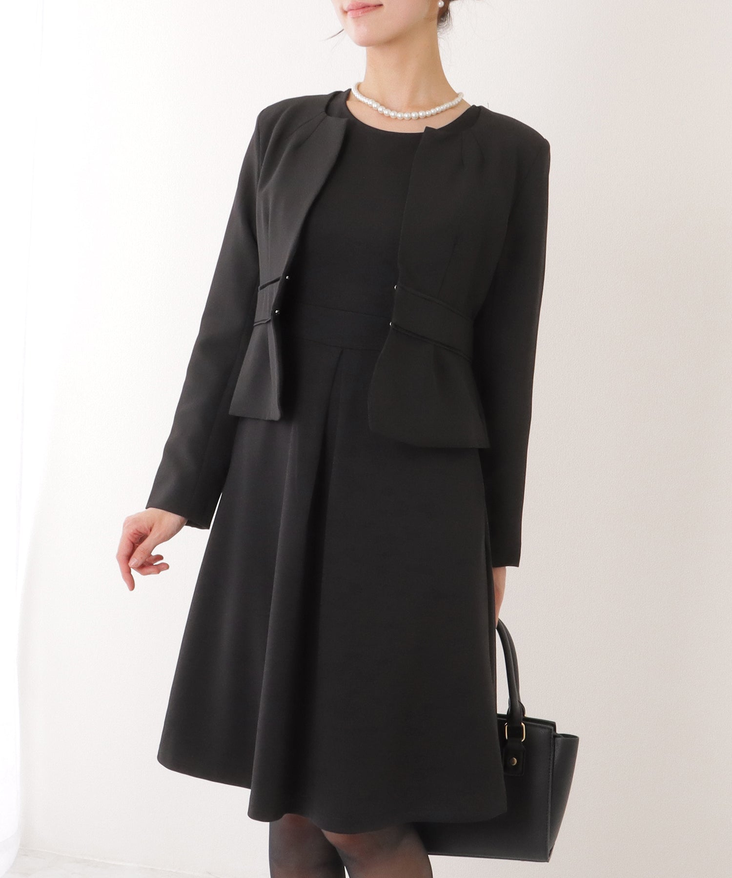 レースレディース Lace Ladies 2WAY リボンジャケット付き タック ワンピース セットアップ