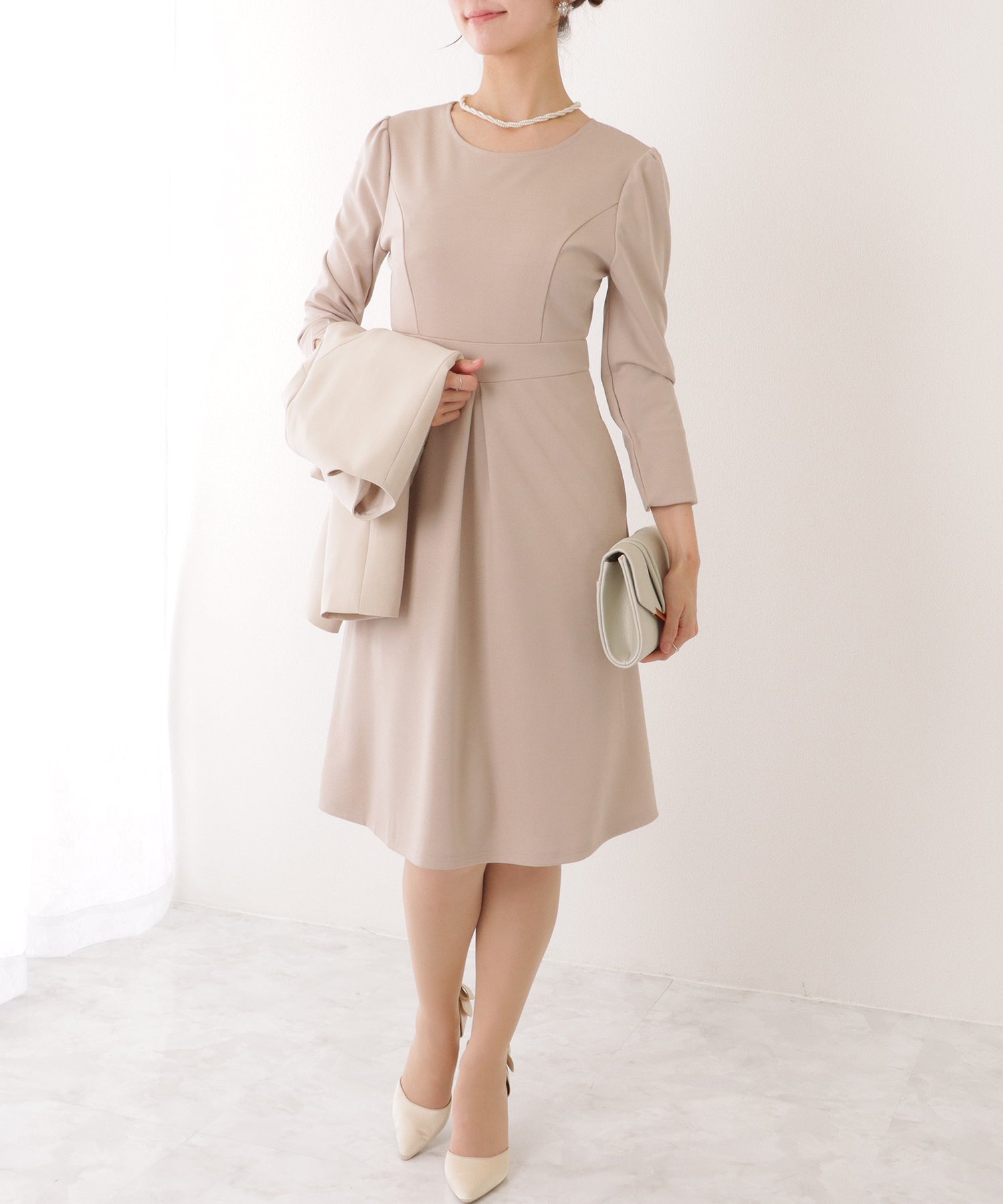レースレディース Lace Ladies 2WAY リボンジャケット付き タック ワンピース セットアップ