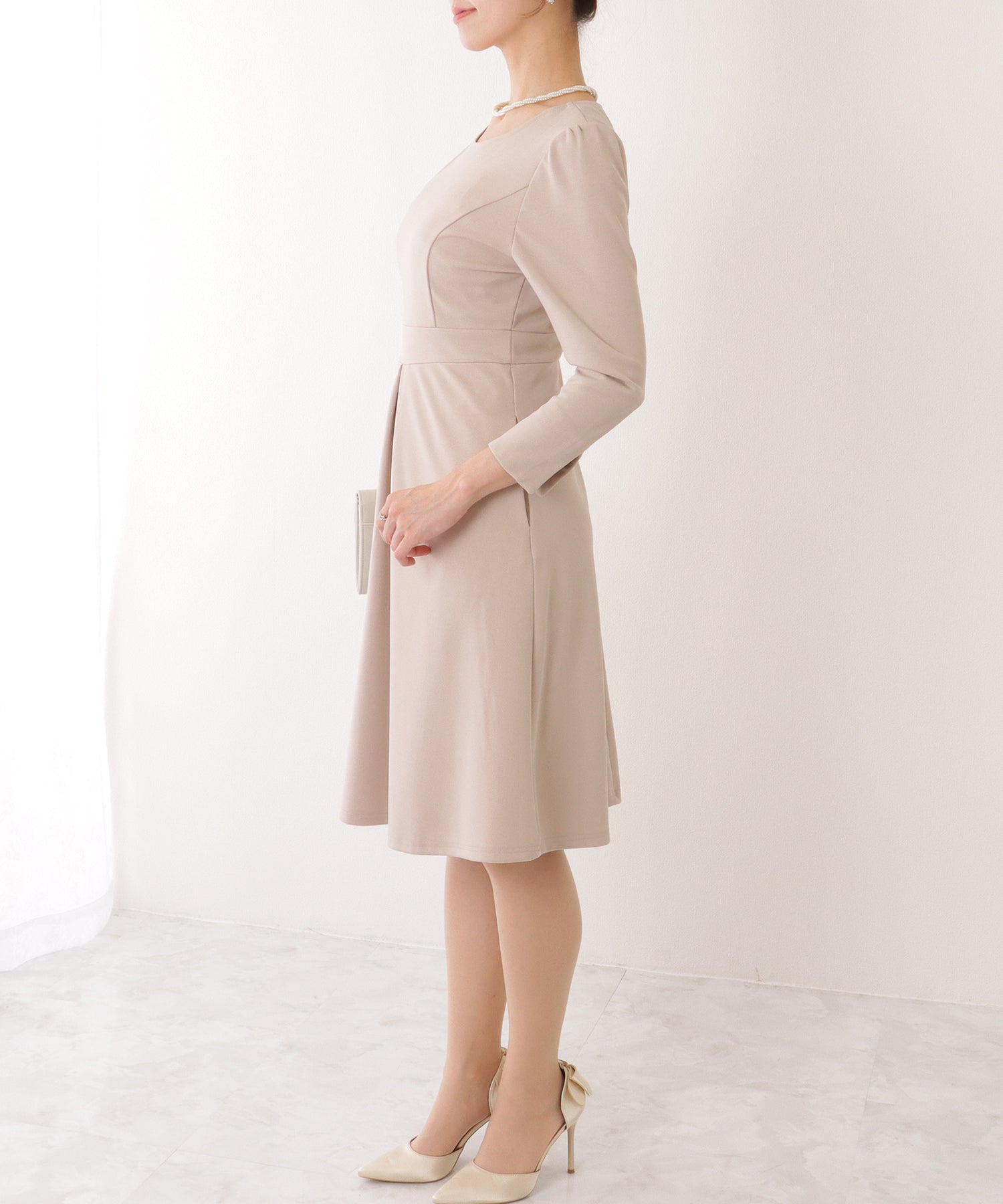レースレディース Lace Ladies 2WAY リボンジャケット付き タック ワンピース セットアップ