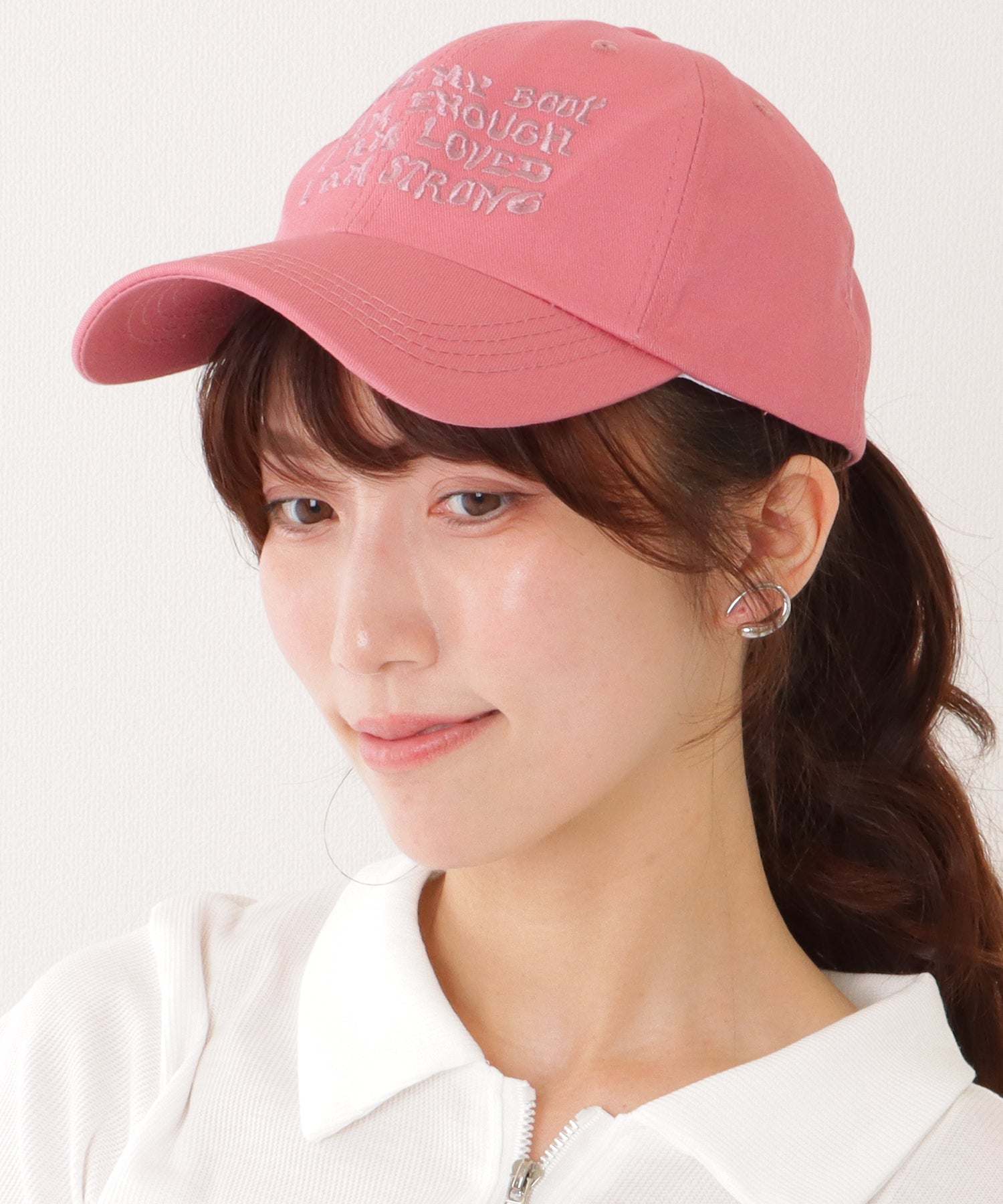 レースレディース Lace Ladies 凹凸 レタリング 刺繍 ベースボール キャップ （ピンク） ピンク