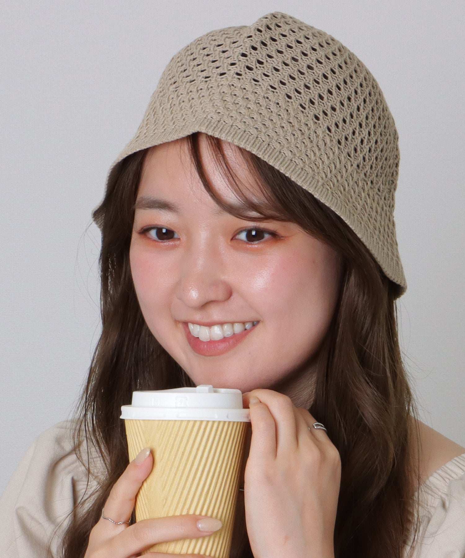 レースレディース Lace Ladies ソリッドカラー ベーシック メッシュ バケット ハット （ベージュ） ベージュ