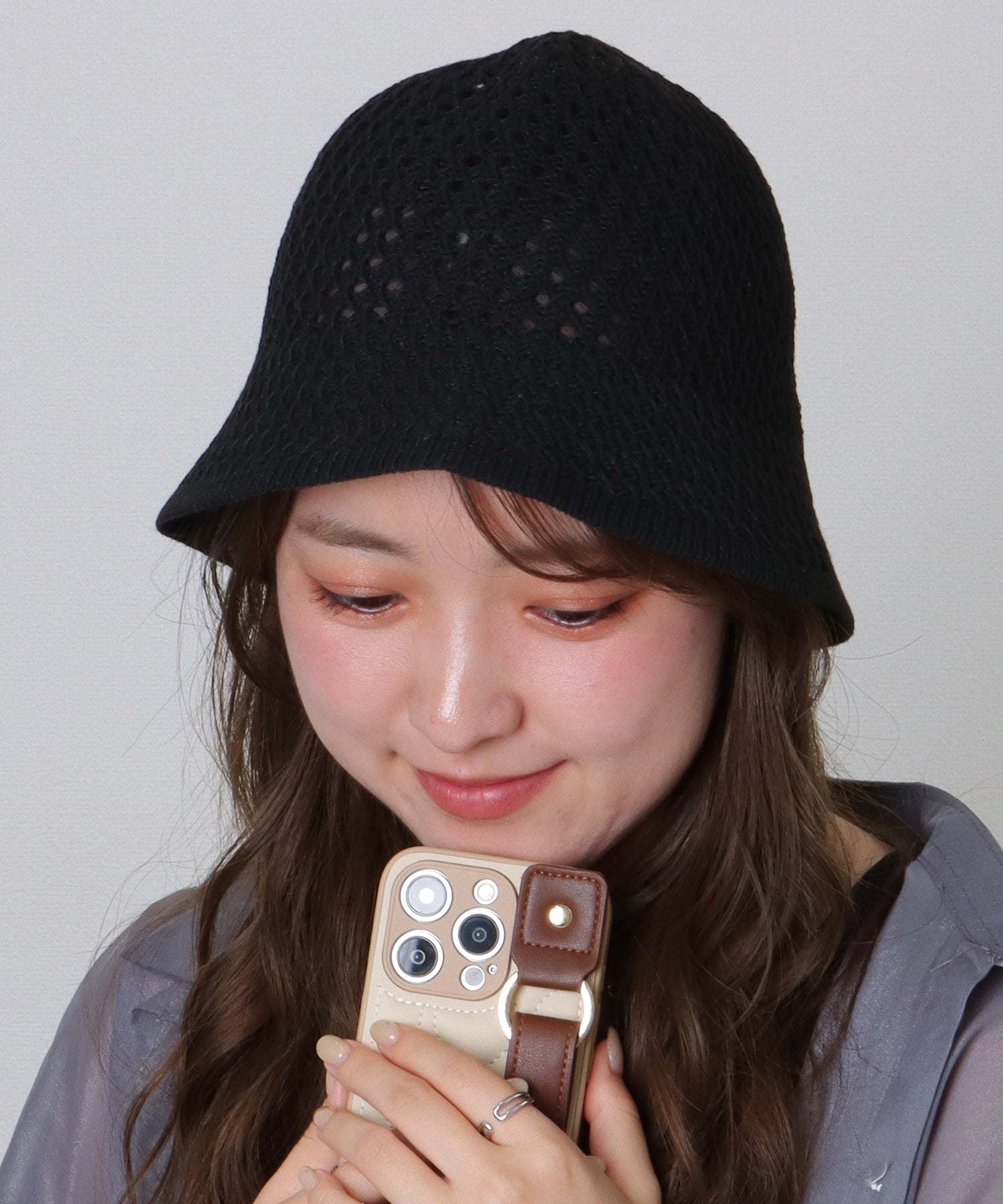 レースレディース Lace Ladies ソリッドカラー ベーシック メッシュ バケット ハット （ベージュ） ベージュ