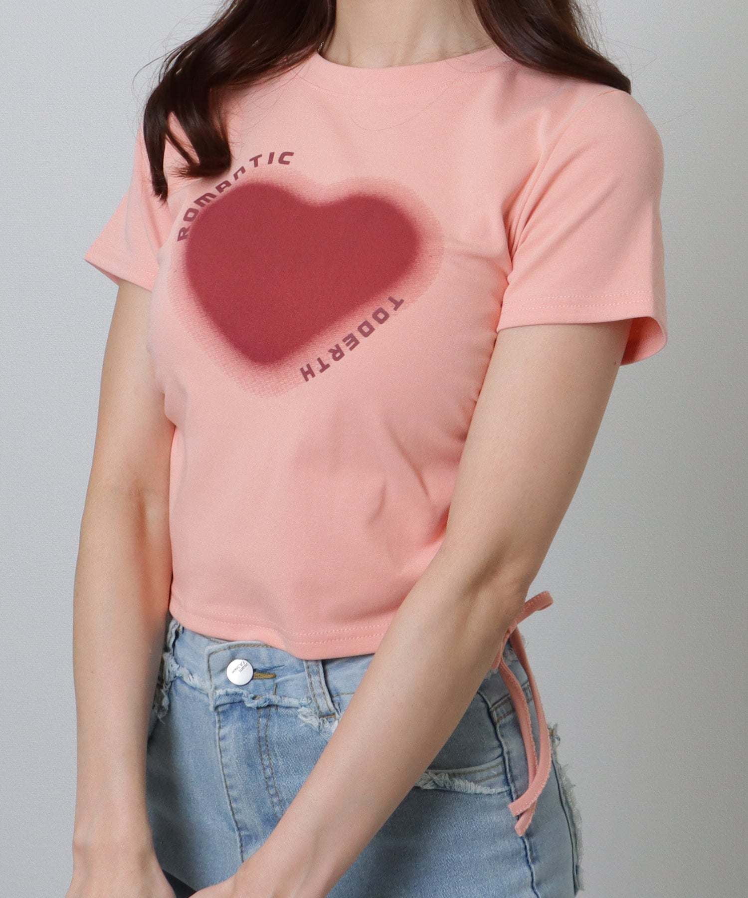 レースレディース Lace Ladies サイド シャーリング コンパクト 半袖 プリント トップス （ホワイト） ホワイト