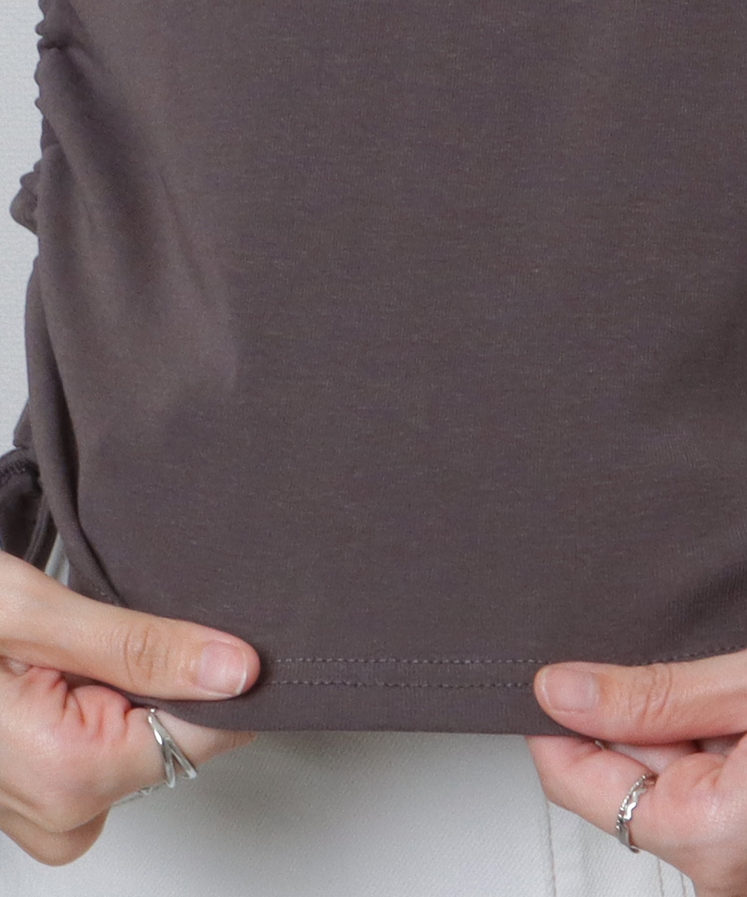 レースレディース Lace Ladies サイド シャーリング コンパクト 半袖 プリント トップス （ホワイト） ホワイト