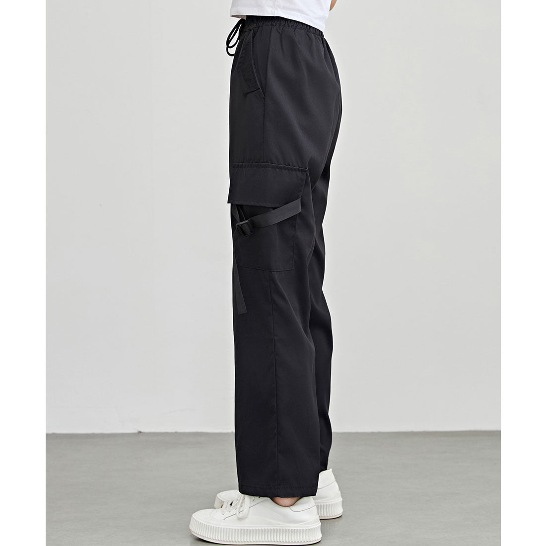 レースレディース Lace Ladies ソリッドカラー ワイド イージー ベルトループポケット カーゴパンツ （グリーン） グリーン