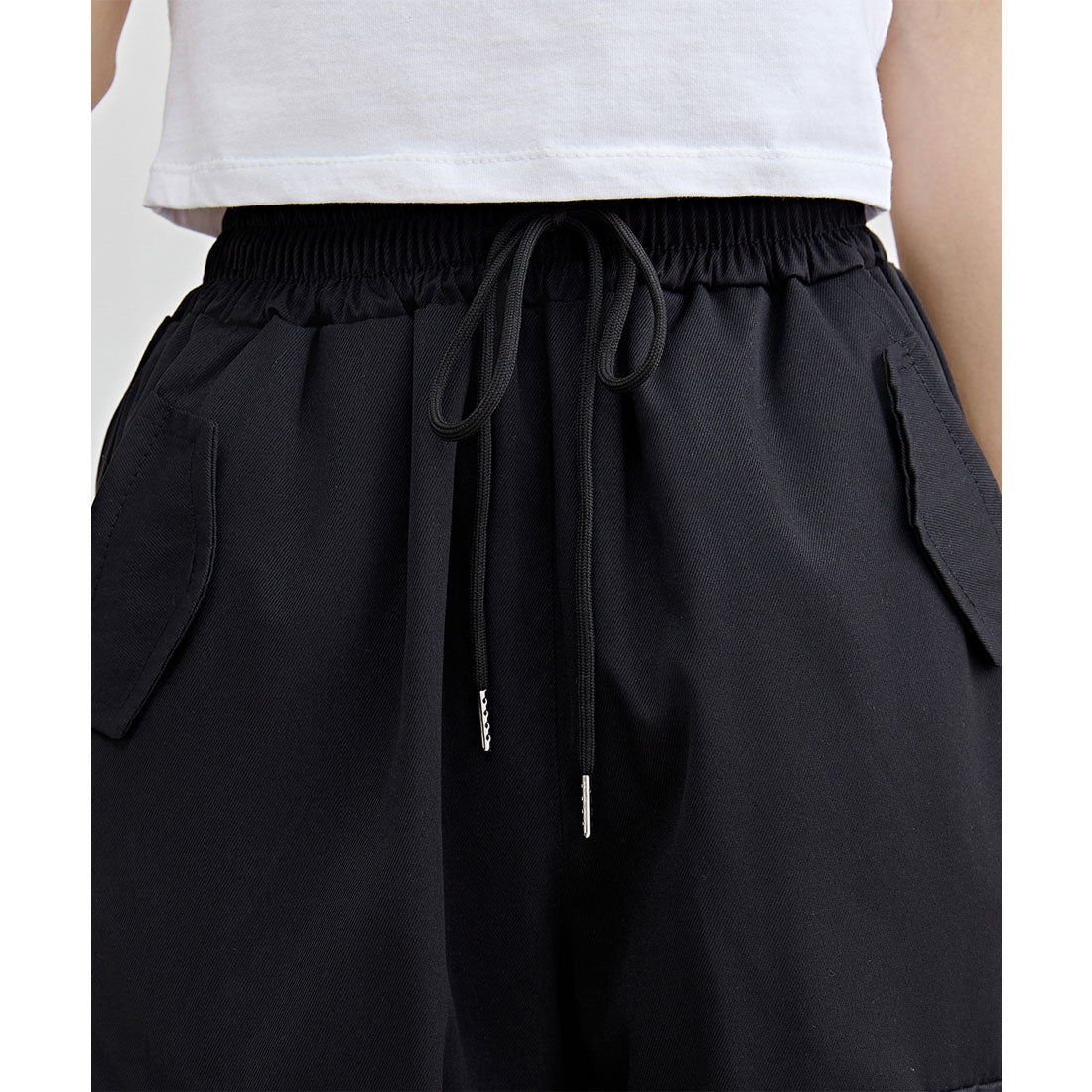 レースレディース Lace Ladies ソリッドカラー ワイド イージー ベルトループポケット カーゴパンツ （グリーン） グリーン