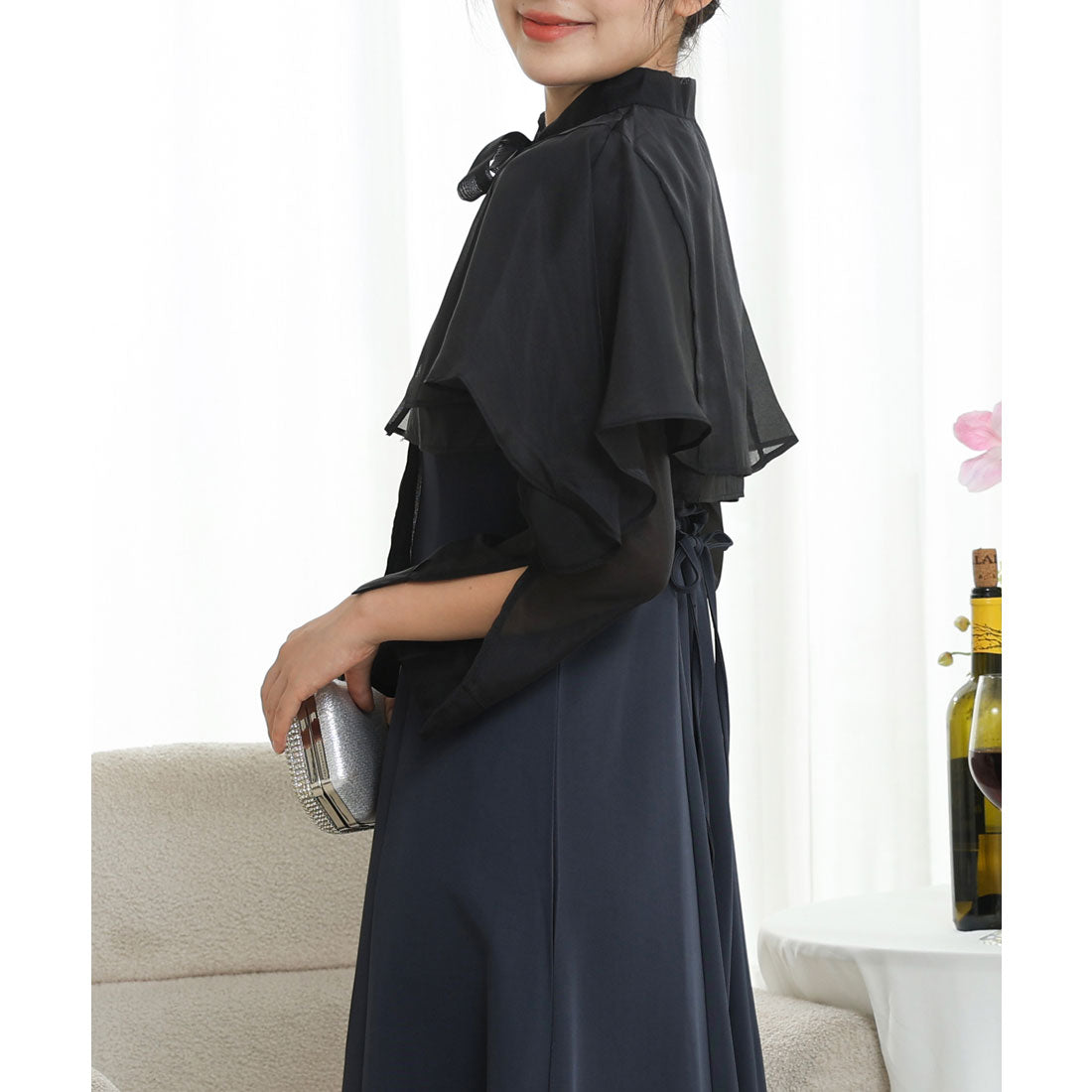 レースレディース Lace Ladies 【2点セット】ボレロ付き バック レースアップ キャミソール ワンピース （チャコールグレー） チャコールグレー