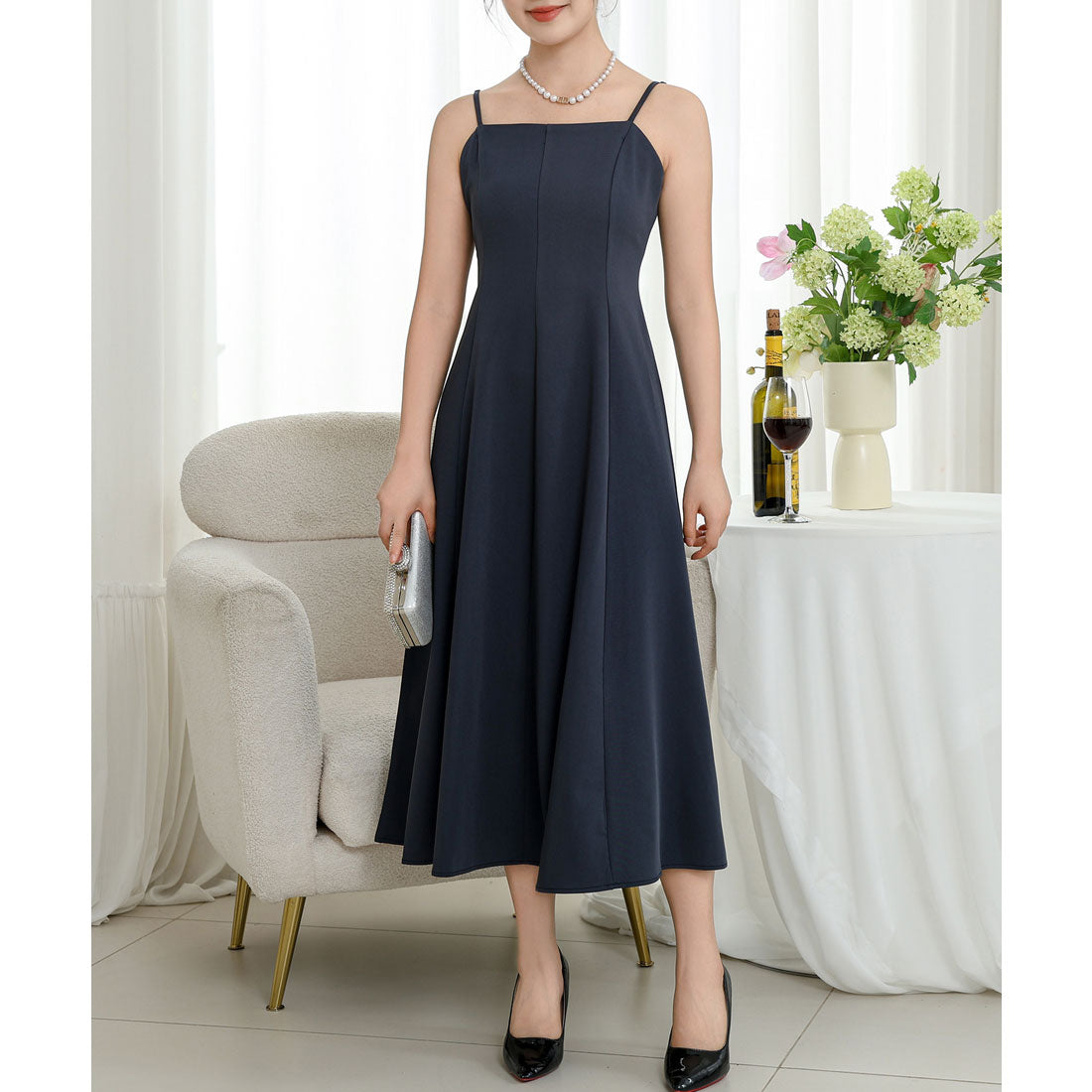 レースレディース Lace Ladies 【2点セット】ボレロ付き バック レースアップ キャミソール ワンピース （チャコールグレー） チャコールグレー
