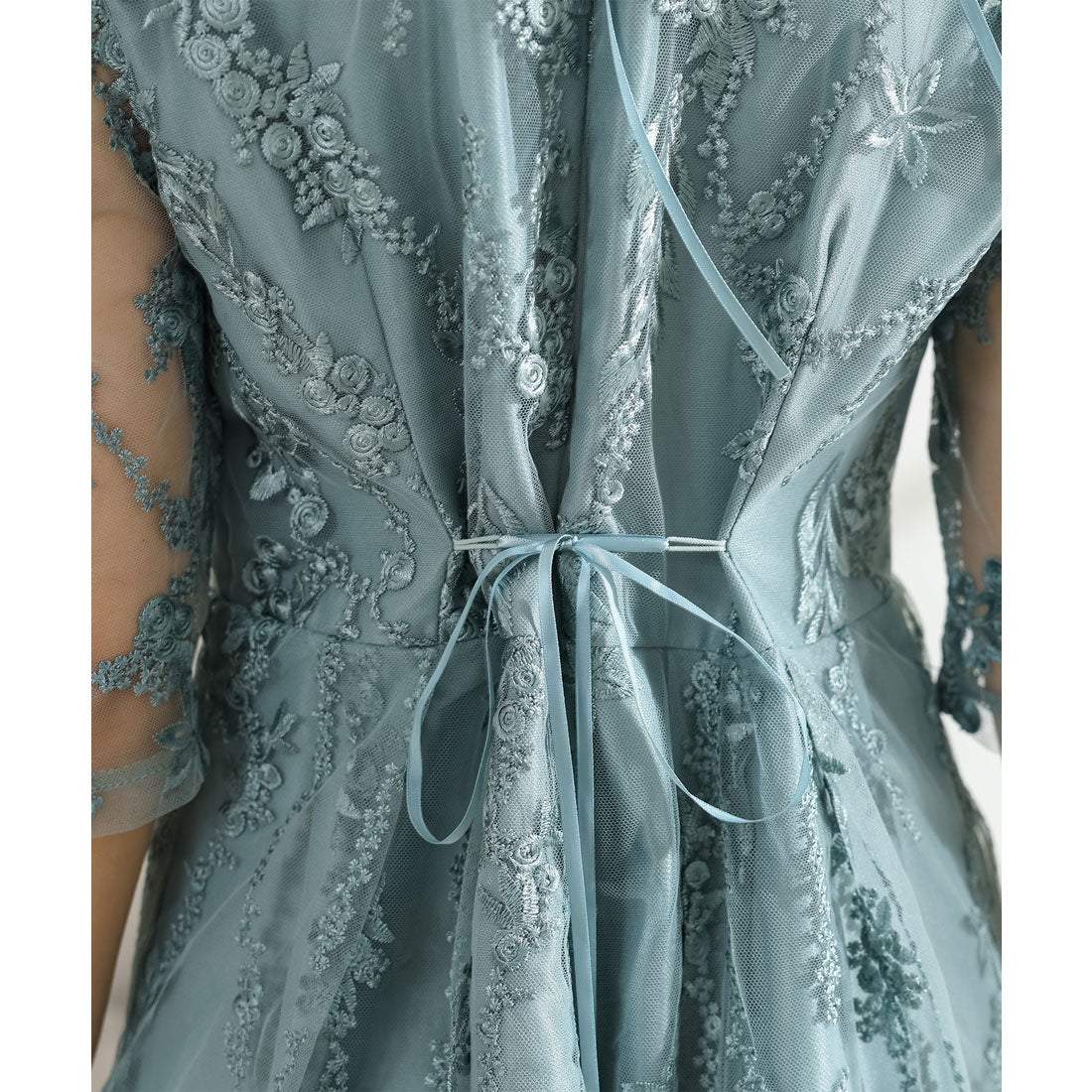 レースレディース Lace Ladies 総レース プチハイネック スカラップ フレア ワンピース