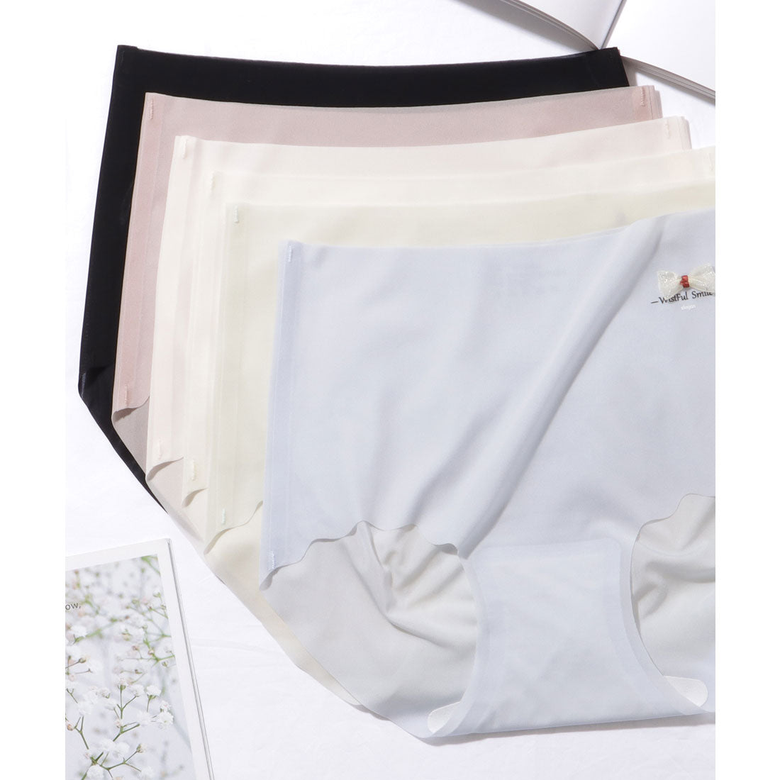 レースレディース Lace Ladies 【6枚セット】ソリッドカラー リボン付き ハイウエスト ショーツ【返品不可商品】 （6枚セット） 6枚セット