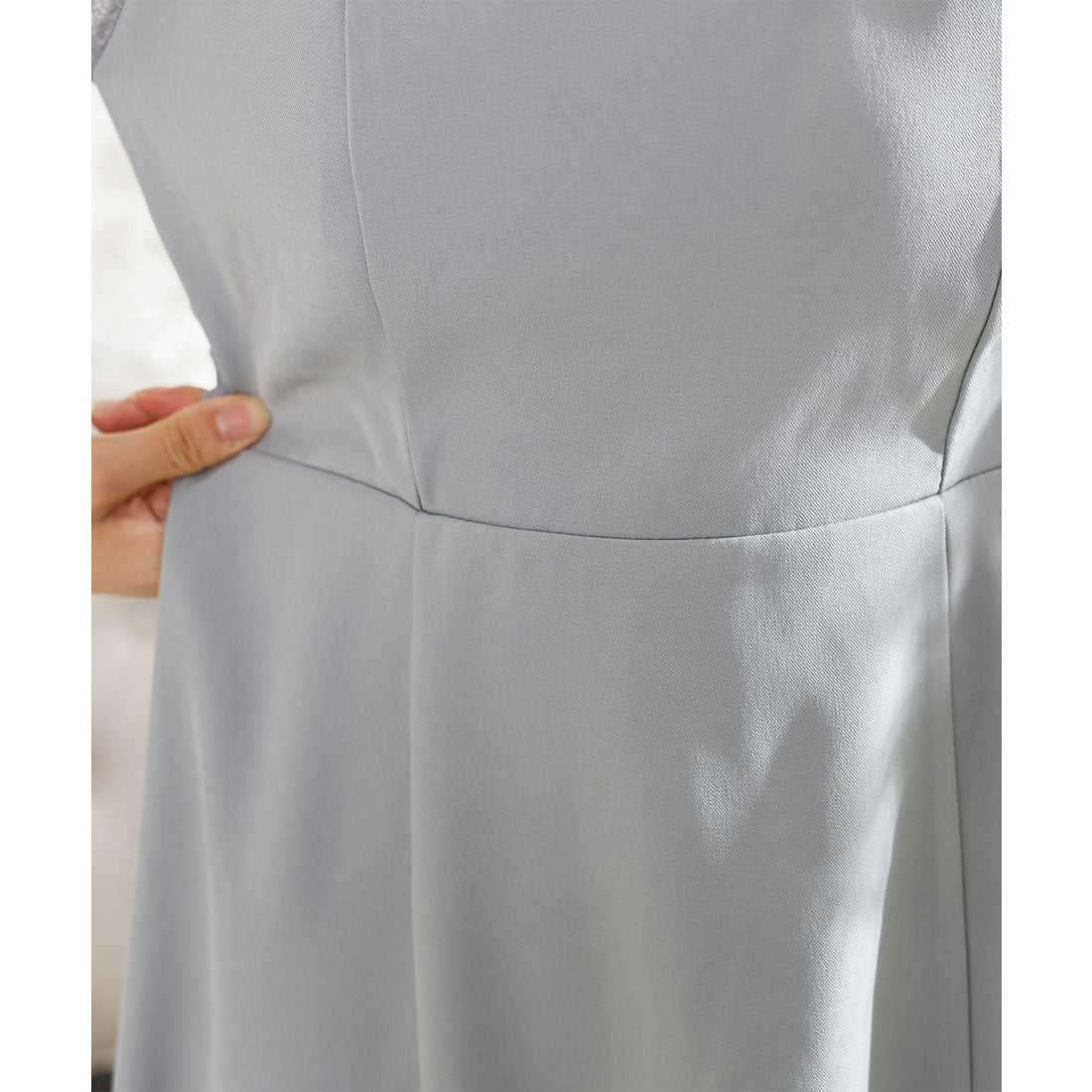 レースレディース Lace Ladies プチハイネック レース ドッキング ロング ワンピース