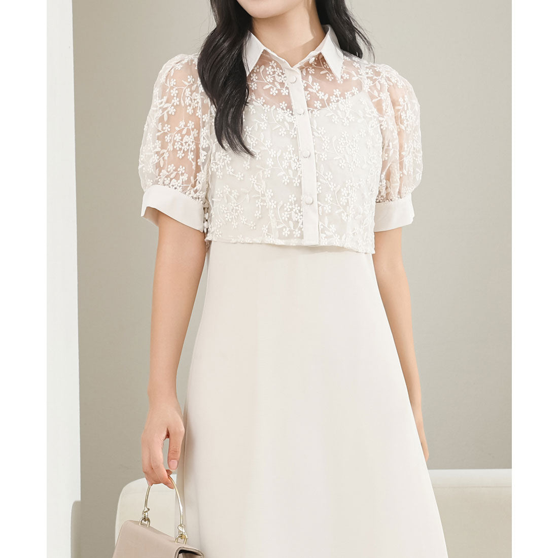 レースレディース Lace Ladies レース ブラウス× マーメイド キャミソール ワンピース セットアップ （アイボリー） アイボリー