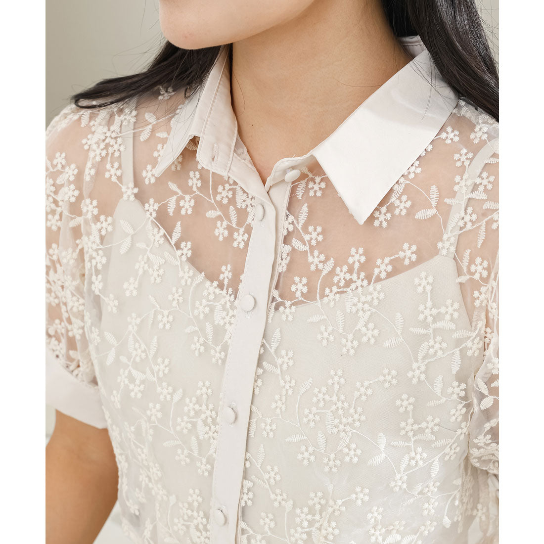 レースレディース Lace Ladies レース ブラウス× マーメイド キャミソール ワンピース セットアップ （アイボリー） アイボリー