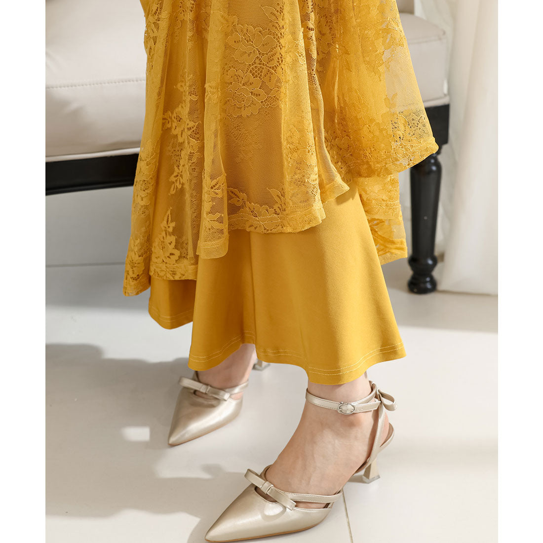 レースレディース Lace Ladies フラワー 総レース マーメイド ドレス ワンピース