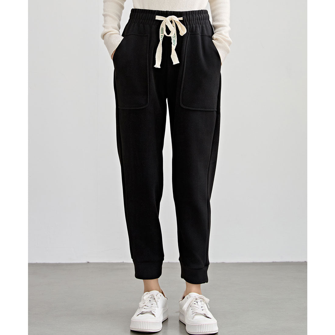 レースレディース Lace Ladies 裏起毛 厚手 テーパード スウェット パンツ （ブラック） ブラック