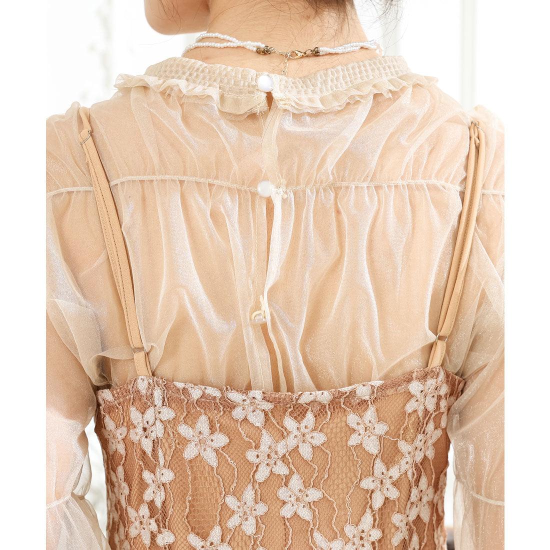 レースレディース Lace Ladies 2WAY シアー トップス付き 花柄 レース ロング ワンピース