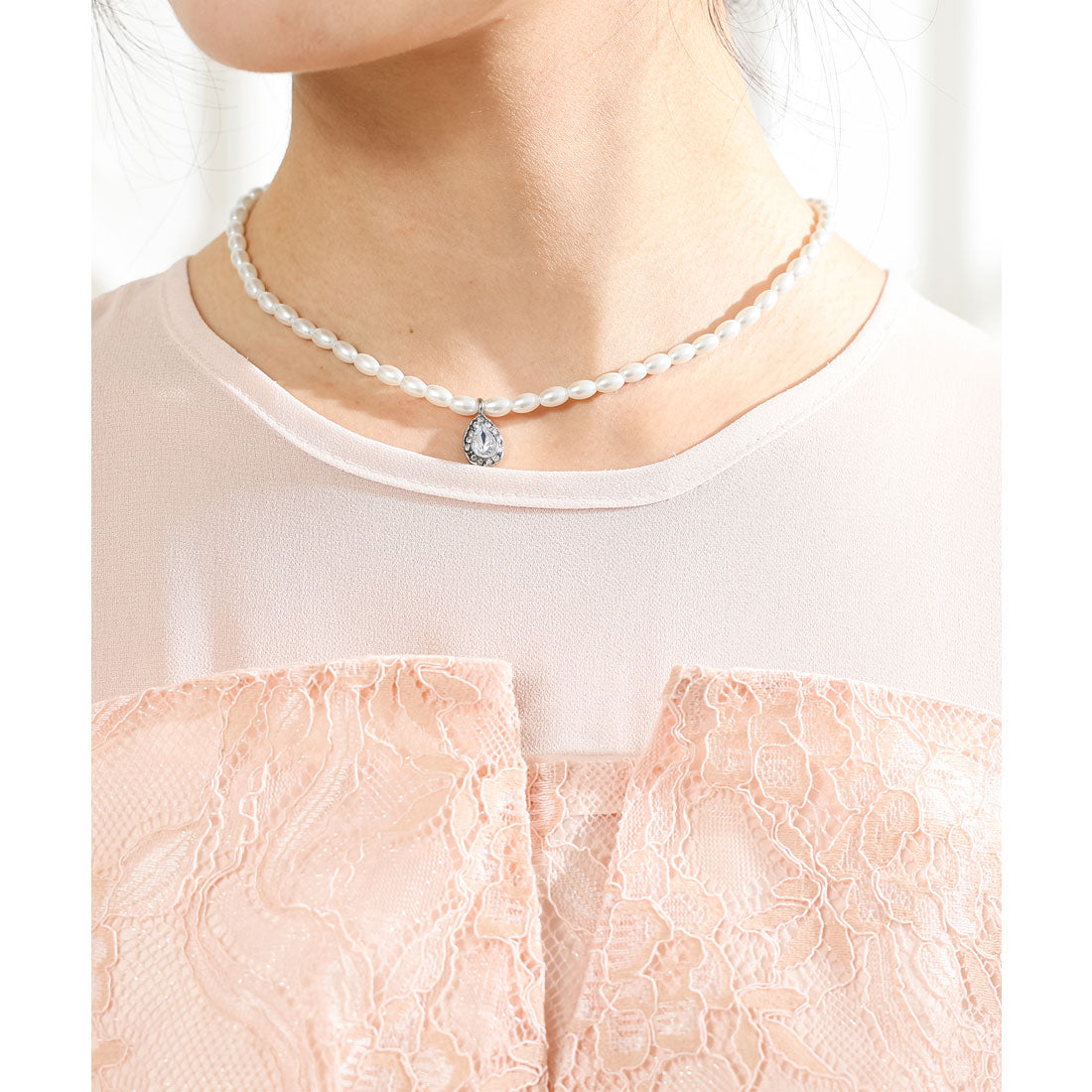 レースレディース Lace Ladies レース ドッキング タック ロング ワンピース