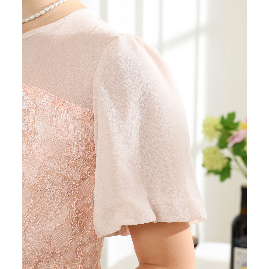 レースレディース Lace Ladies レース ドッキング タック ロング ワンピース