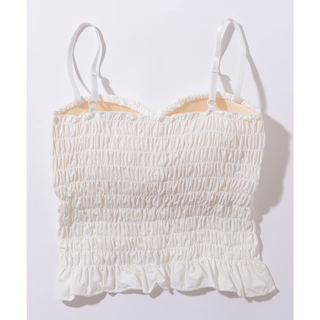 レースレディース Lace Ladies シャーリング フリル カップ付き コンパクト キャミソール （ブラック） ブラック