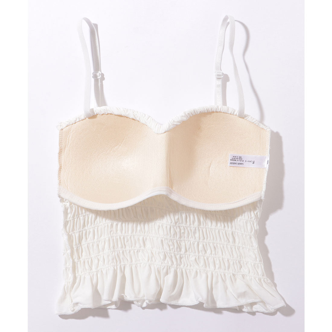 レースレディース Lace Ladies シャーリング フリル カップ付き コンパクト キャミソール （ブラック） ブラック