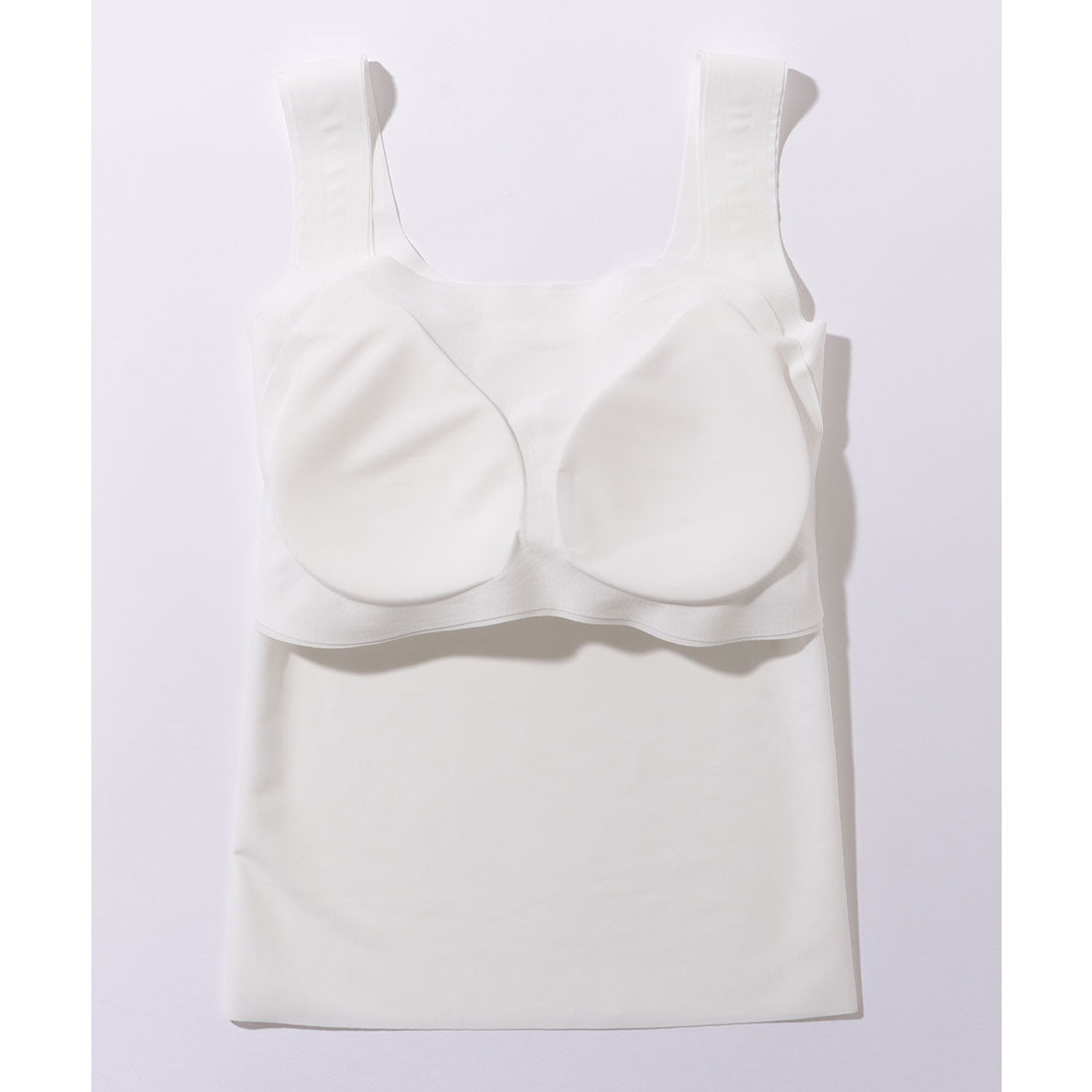 レースレディース Lace Ladies ソリッドカラー スクエアネック カップ付き ベーシック タンクトップ （ホワイト） ホワイト