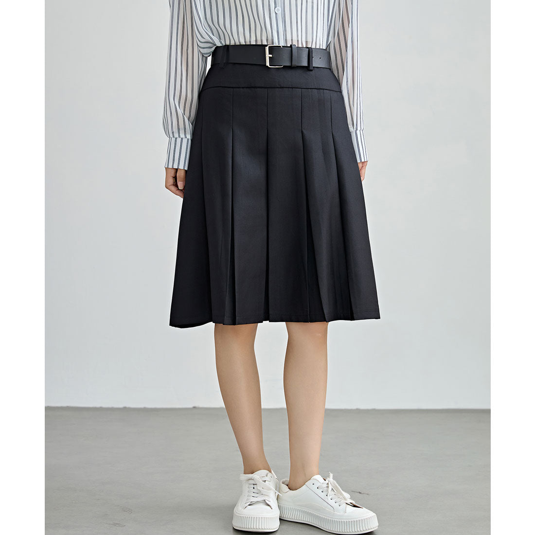 レースレディース Lace Ladies ソリッドカラー ハイウエスト Aライン プリーツ スカート