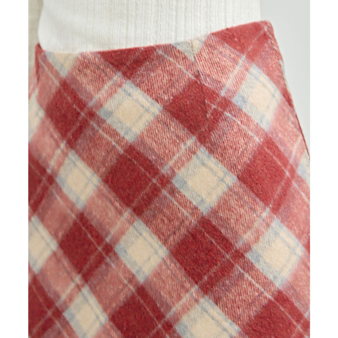 Race Ladies Lace Ladies High Waist Check Pattern Mini Length Knit Skirt