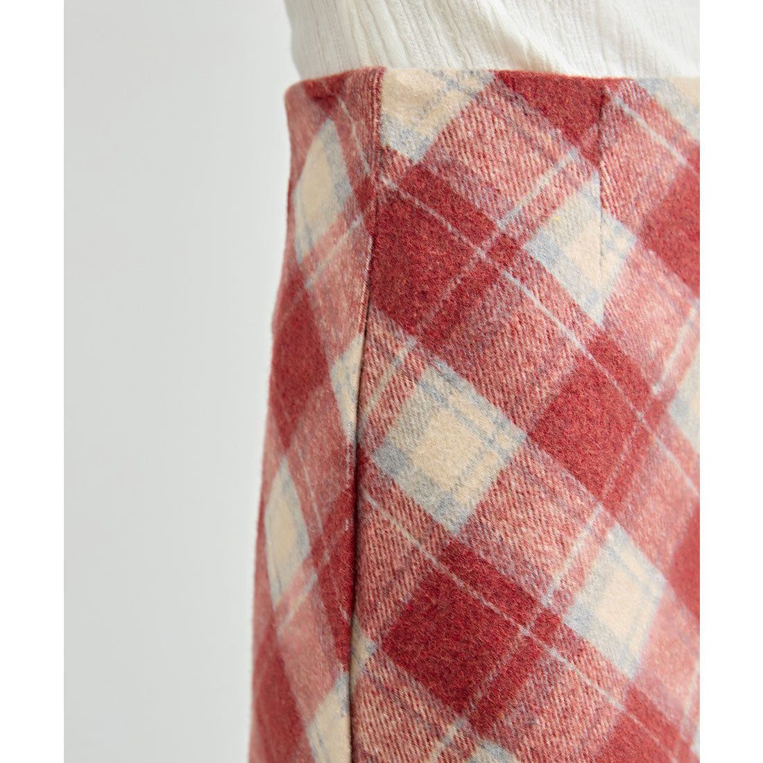Race Ladies Lace Ladies High Waist Check Pattern Mini Length Knit Skirt