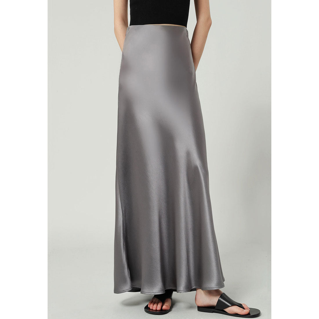 レースレディース Lace Ladies ソリッドカラー サテン マーメイド ロング スカート