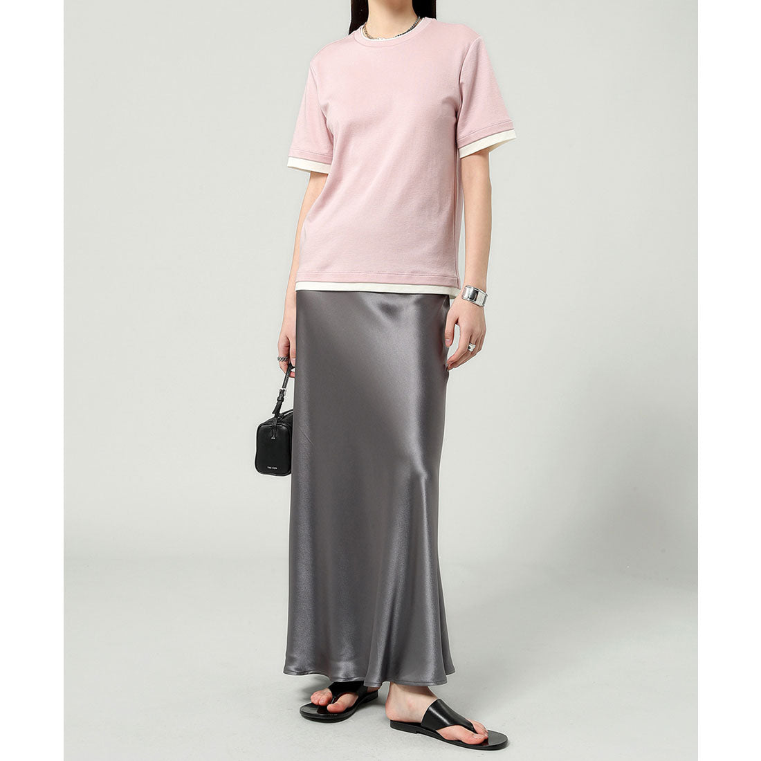 レースレディース Lace Ladies ソリッドカラー サテン マーメイド ロング スカート