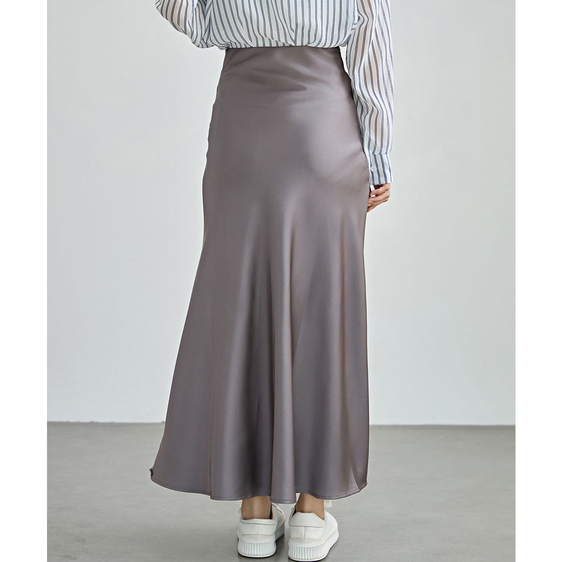 レースレディース Lace Ladies ソリッドカラー サテン マーメイド ロング スカート