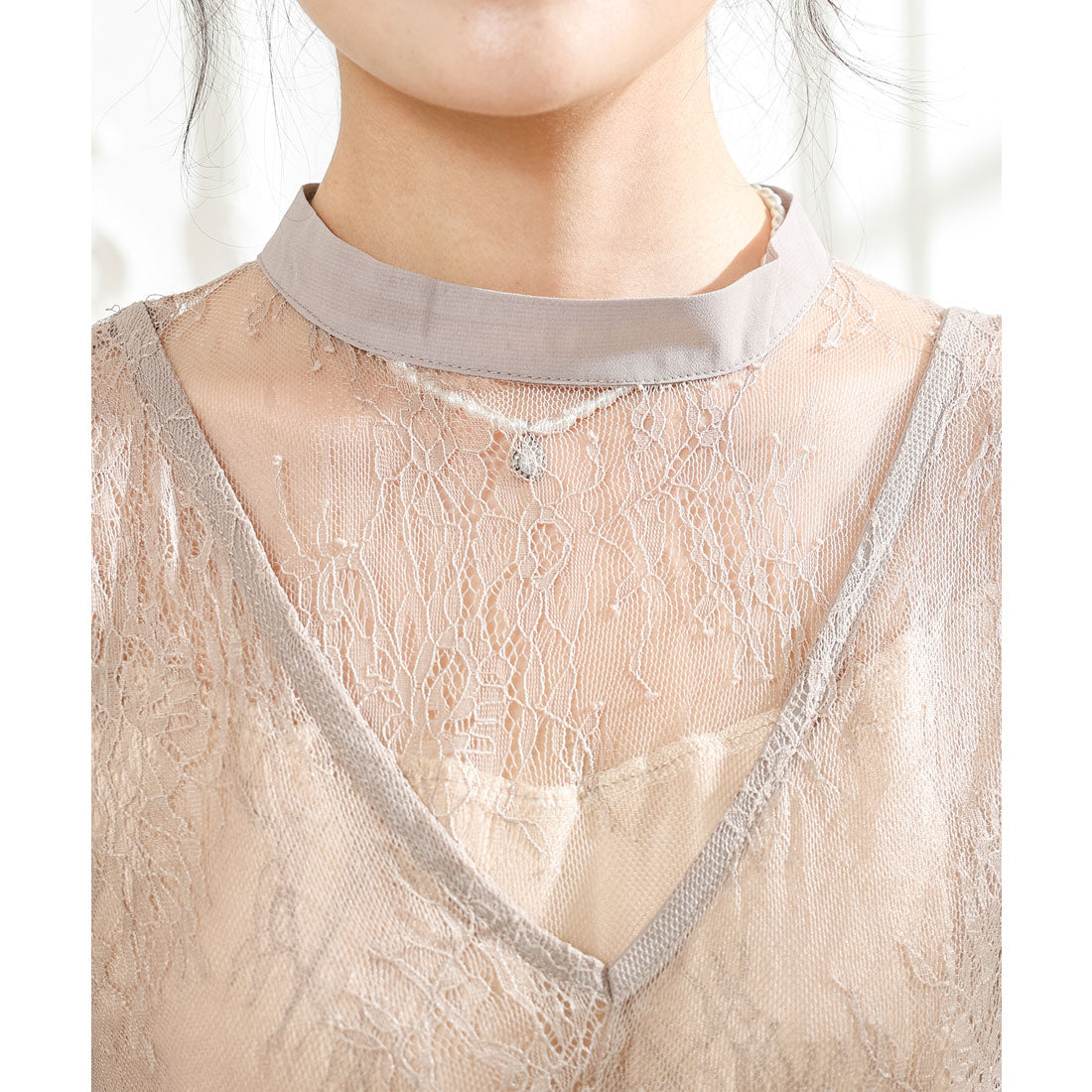 Lace Ladies Pleated Docking Fake Layered Sheer Dress