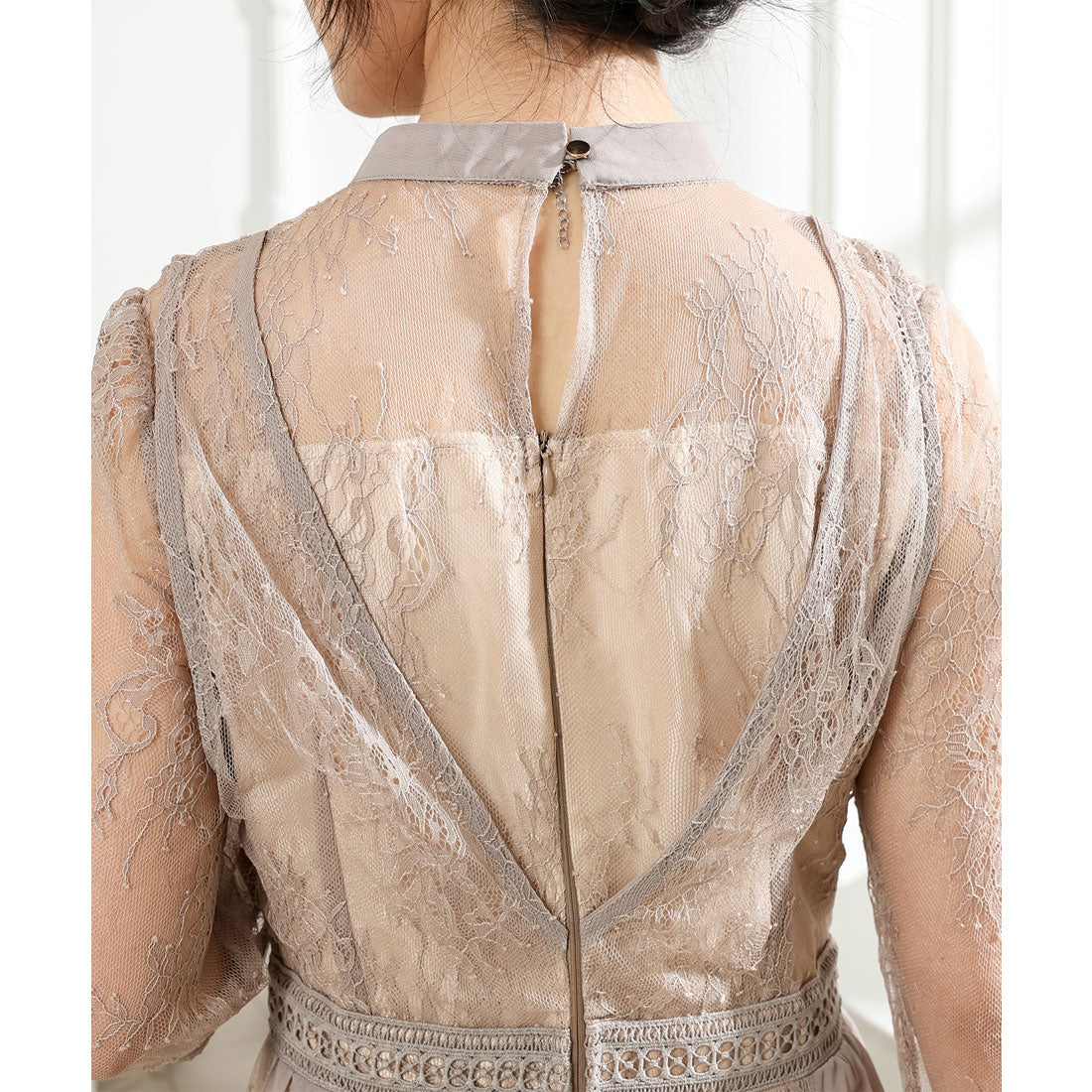 Lace Ladies Pleated Docking Fake Layered Sheer Dress
