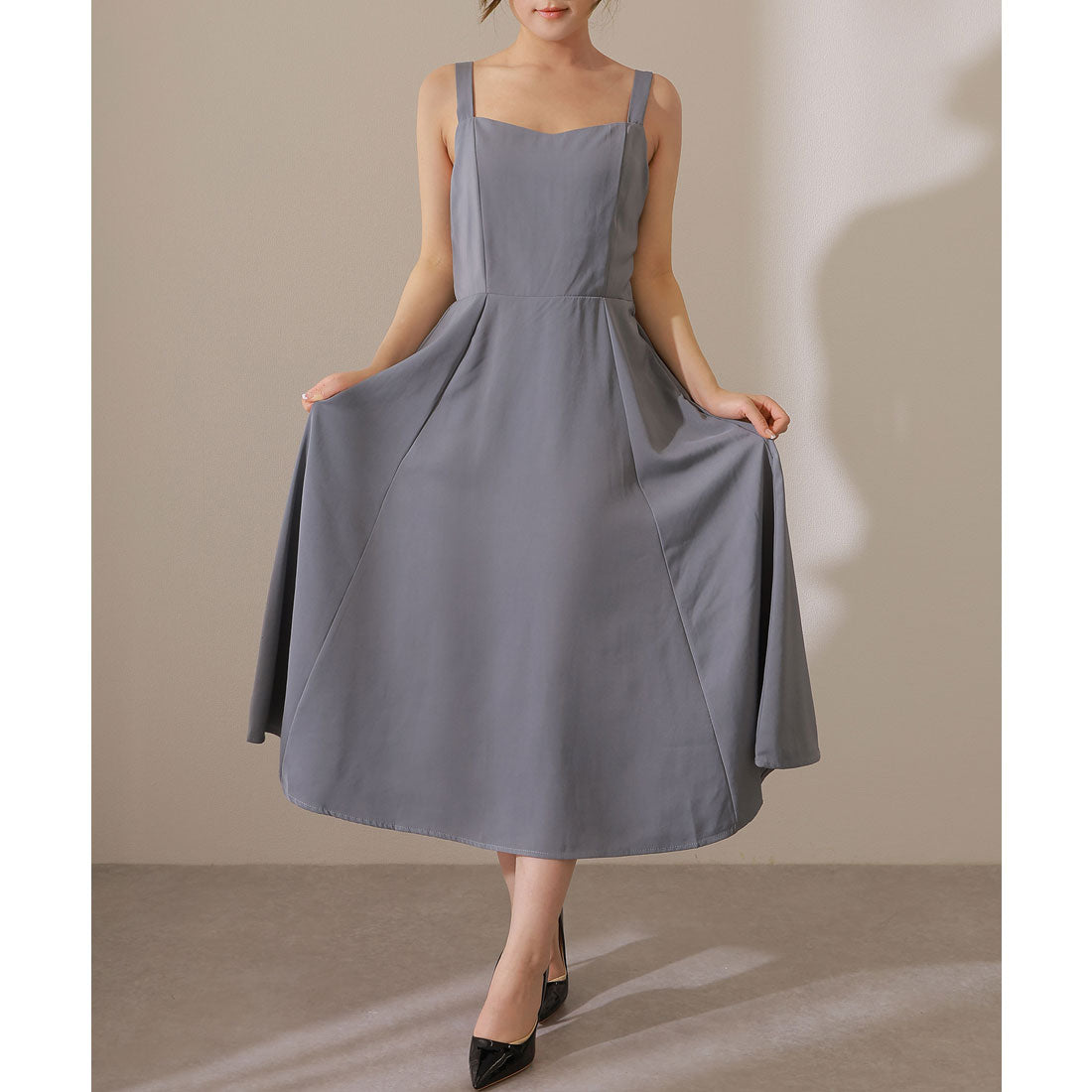 レースレディース Lace Ladies 【2点セット】レーストッパー付き ロング フレア ワンピース