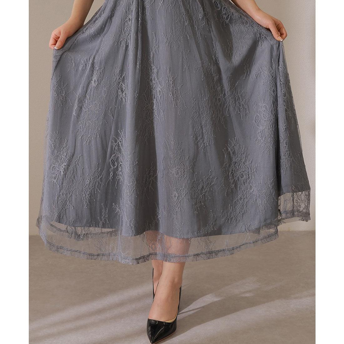 レースレディース Lace Ladies 【2点セット】レーストッパー付き ロング フレア ワンピース