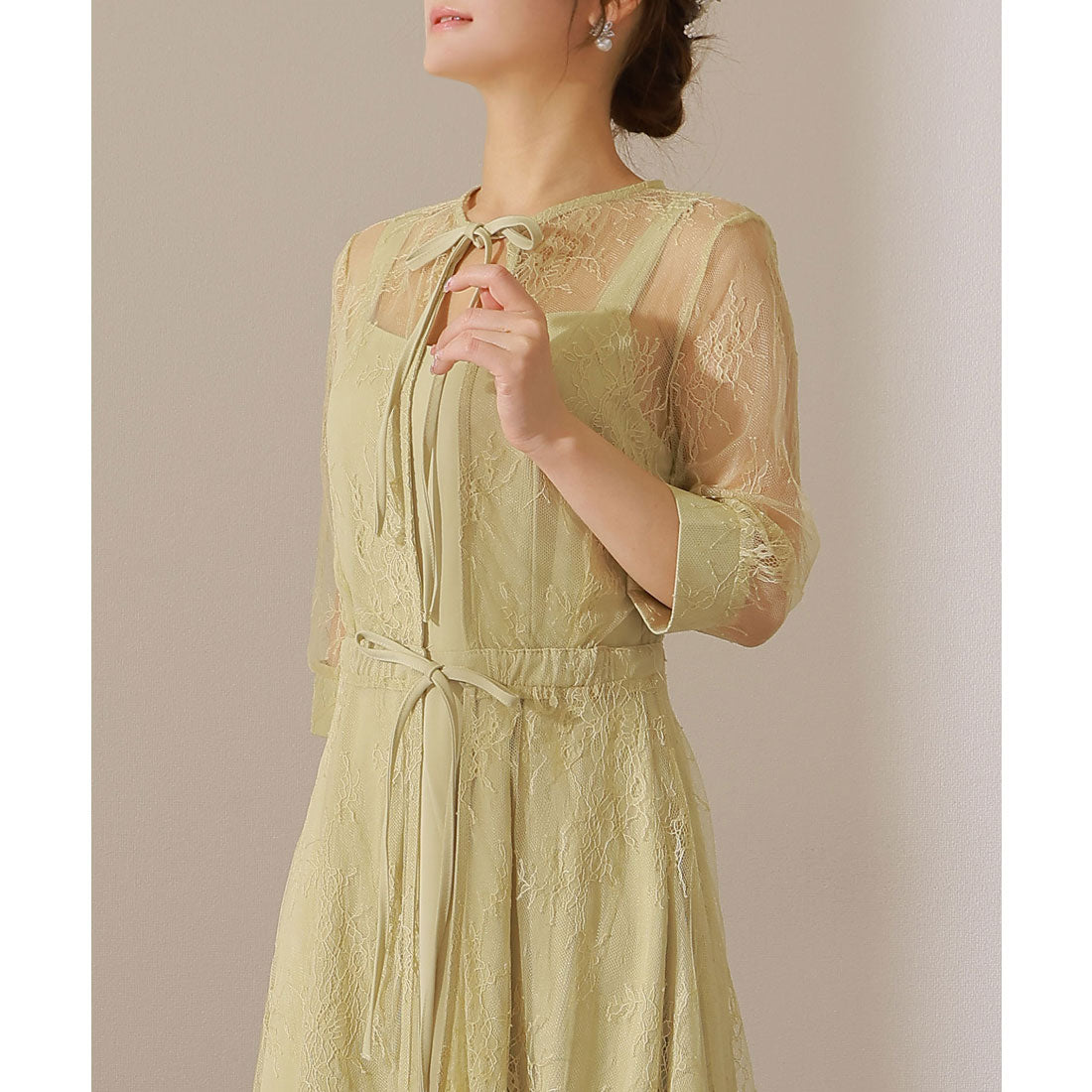 レースレディース Lace Ladies 【2点セット】レーストッパー付き ロング フレア ワンピース