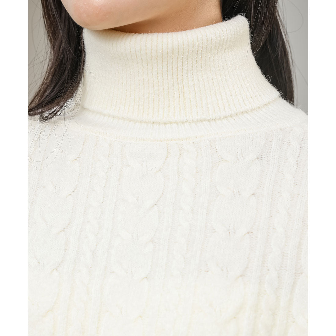 レースレディース Lace Ladies ハイネック ケーブル柄 長袖 ニット ワンピース