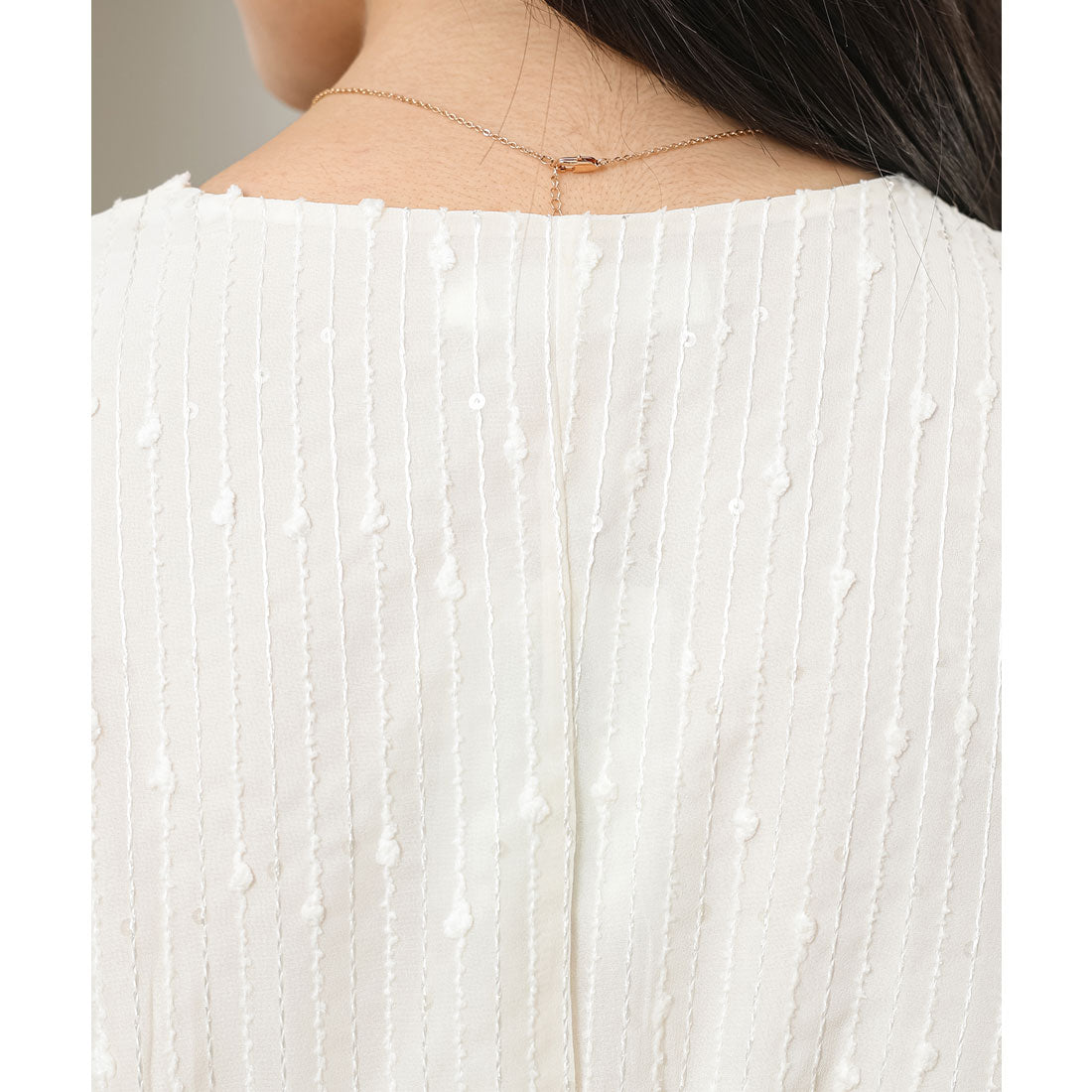 レースレディース Lace Ladies パフスリーブ スクエアVネック パール ボタン ワンピース