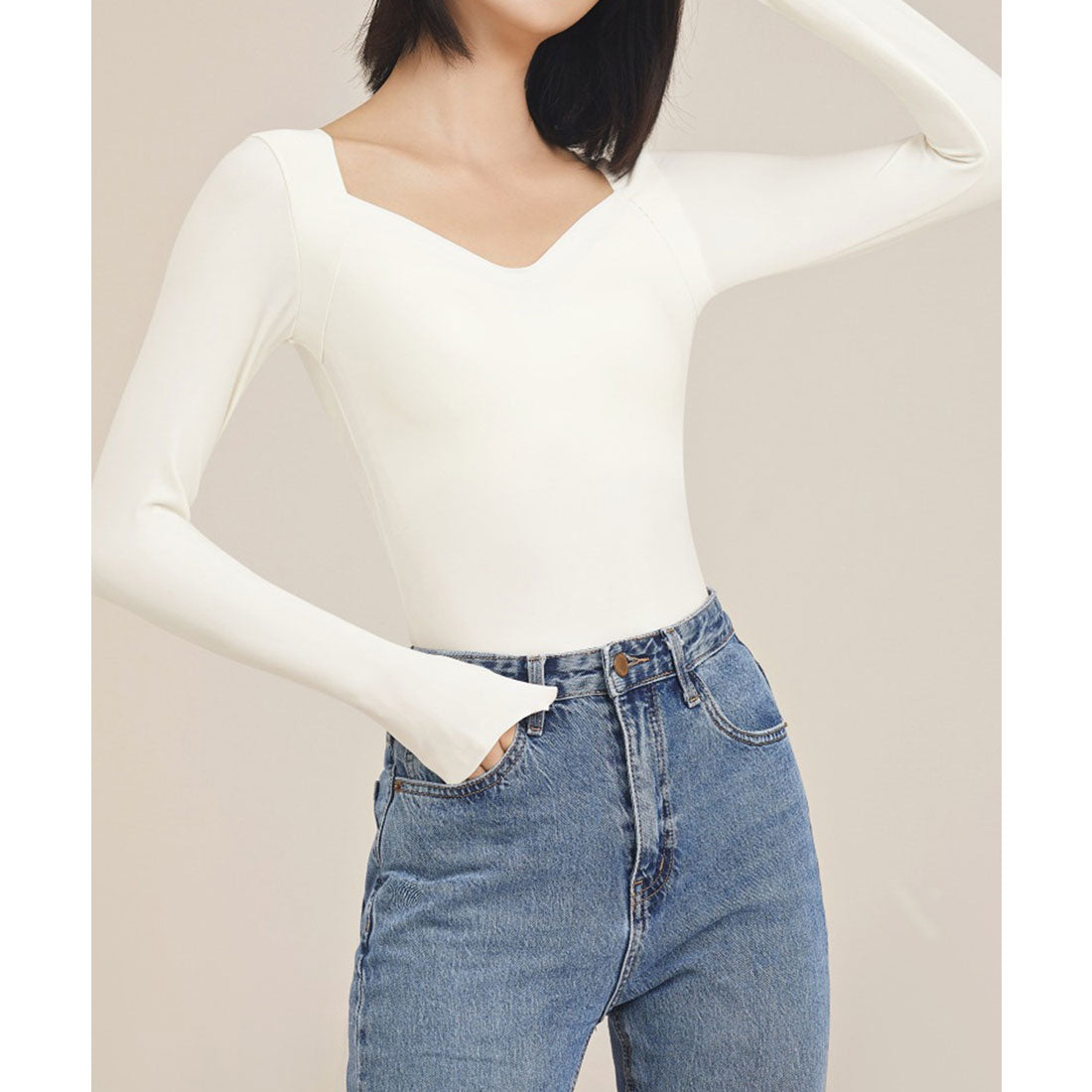 レースレディース Lace Ladies ソリッドカラー スクエア ハートネック カップ付き インナー