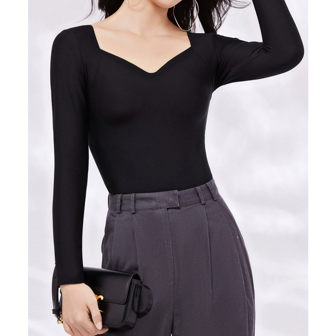 レースレディース Lace Ladies ソリッドカラー スクエア ハートネック カップ付き インナー